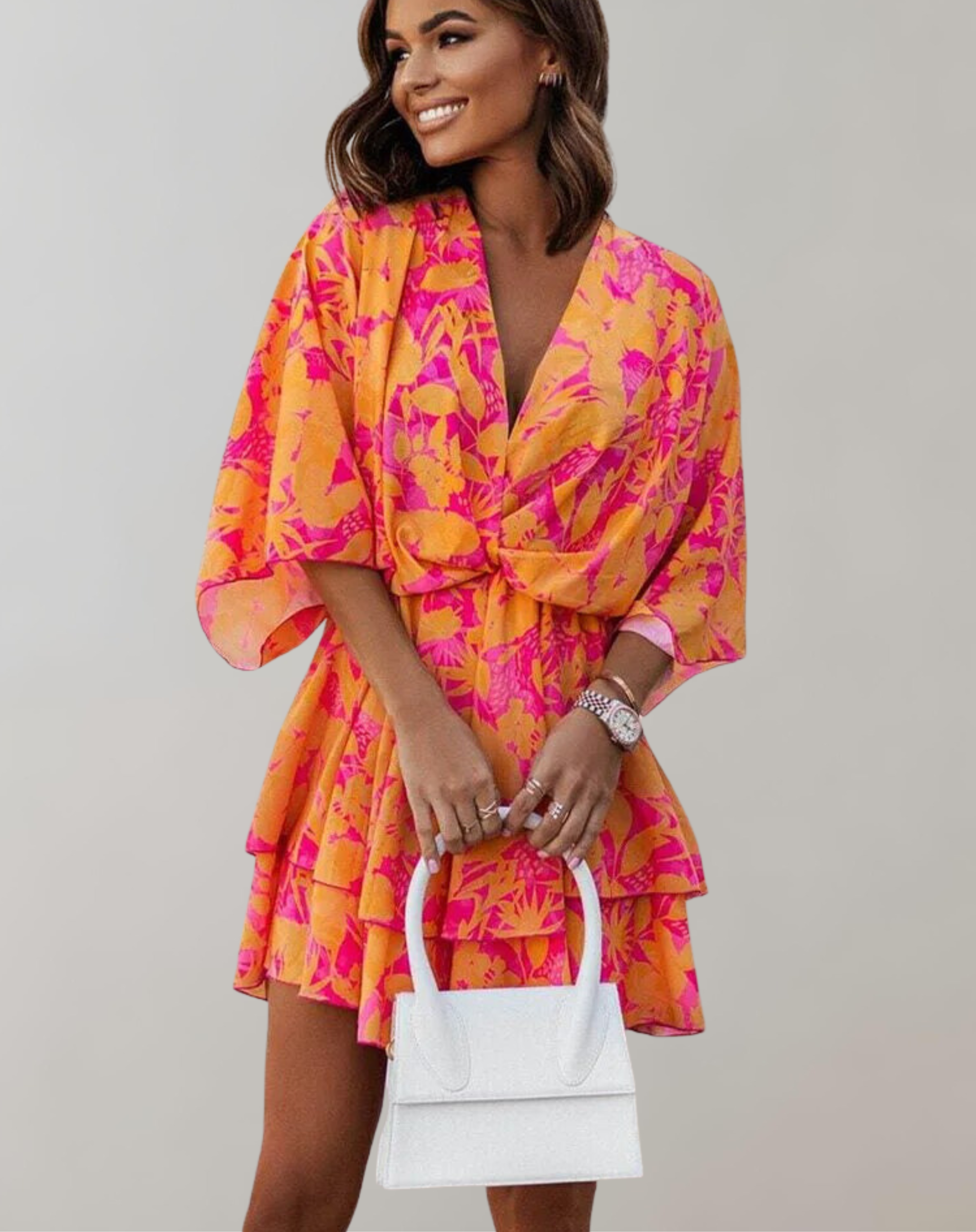 Katja - Damen V-Ausschnitt Fledermausärmel