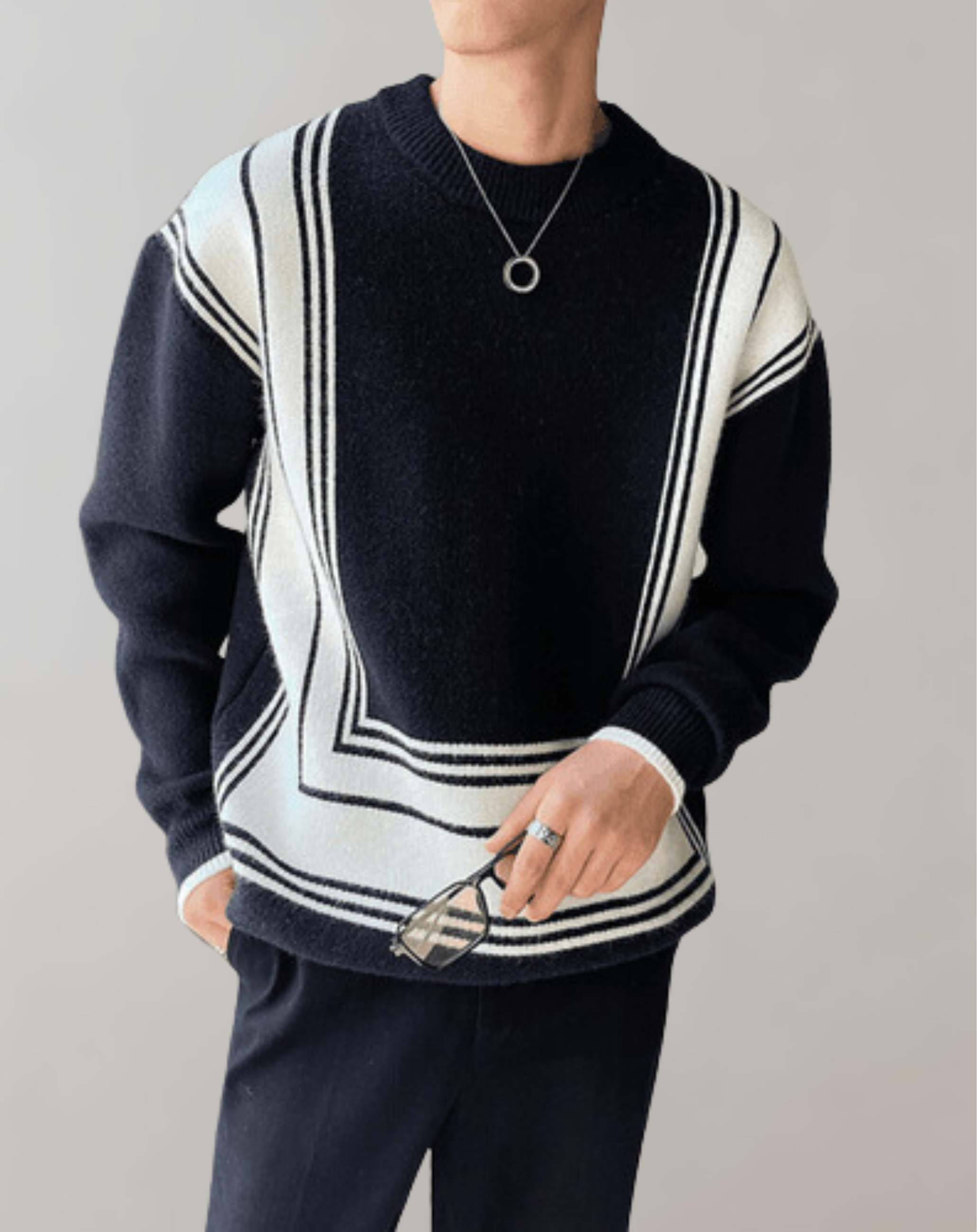 Arnaldo - Gestrickter Pullover mit Rundhalsausschnitt
