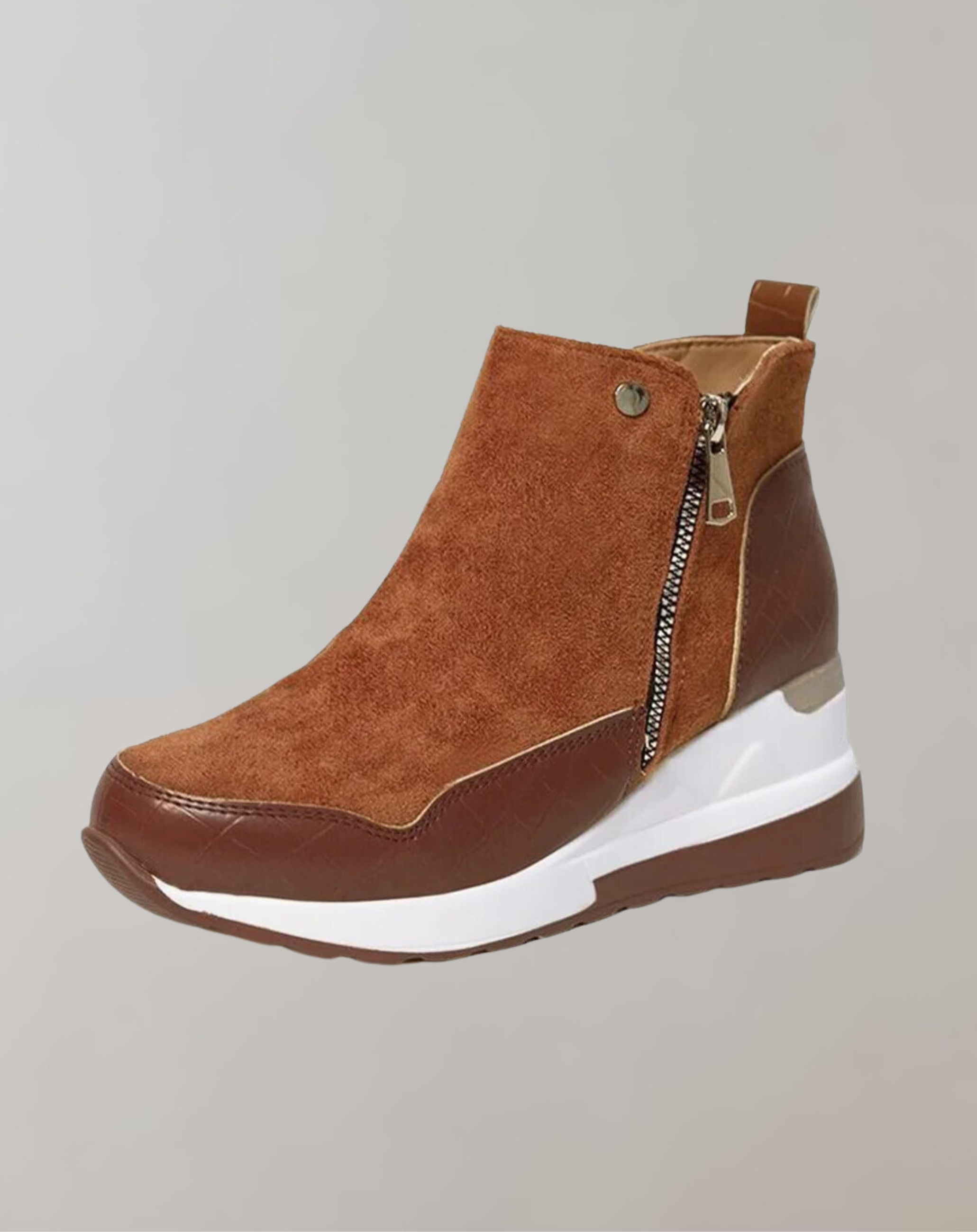 Gisela - Leder Patchwork Keilabsatz Plateaustiefel