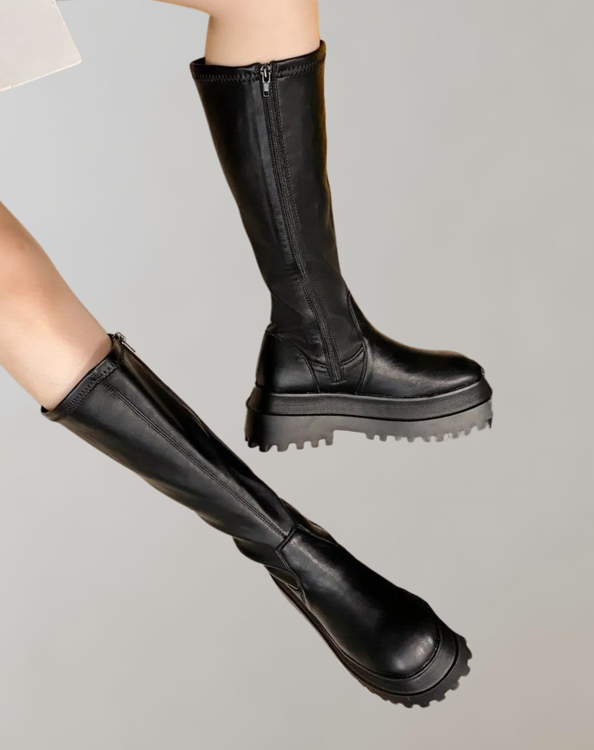 Sanne - Oberschenkelhohe Stiefel Reißverschluss