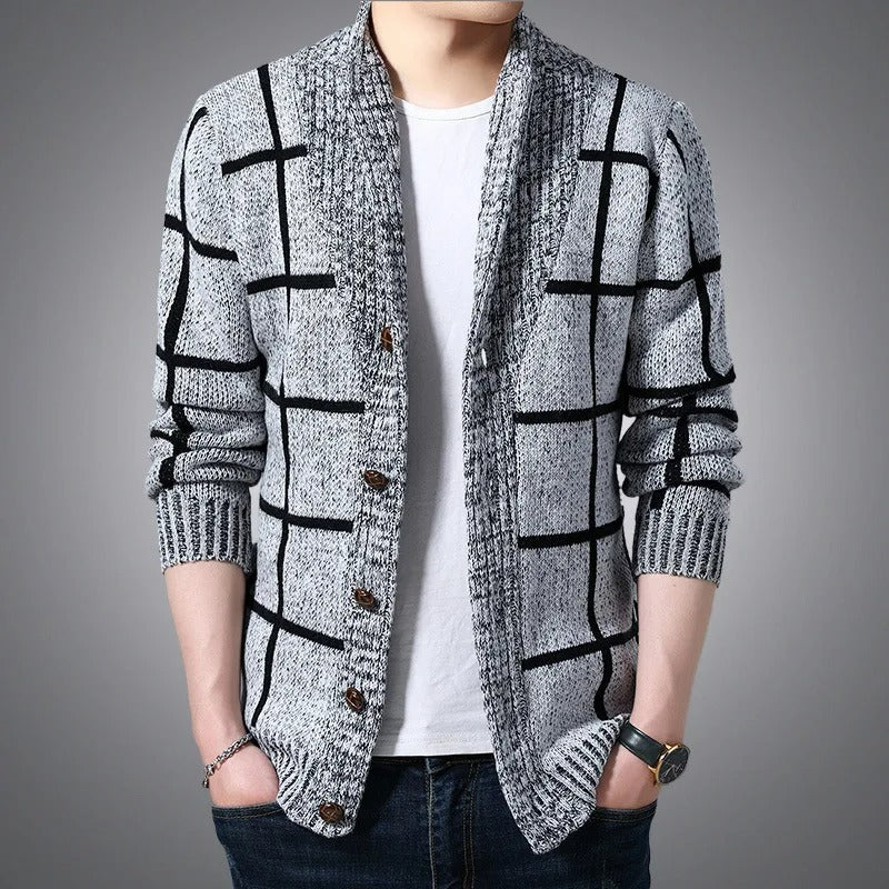 Elegante Karierte Strickjacke für Herren im Slim Fit