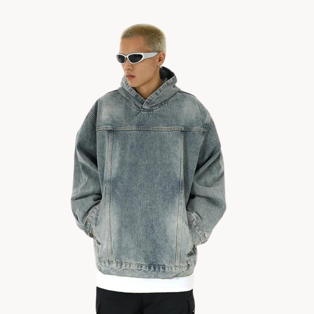 Mikhail | Urban Denim Kapuzenpullover im Vintage-Stil - Stilvolle Alltagsmode