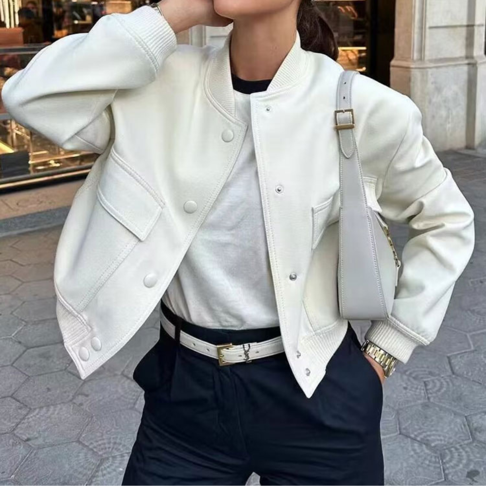 Stylische Bomberjacke mit geripptem Saum und praktischem Druckknopfverschluss