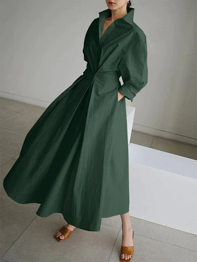 Agatha™ | Damen Maxi Kleid mit Retro Kragen und Elastischem Taillenzug