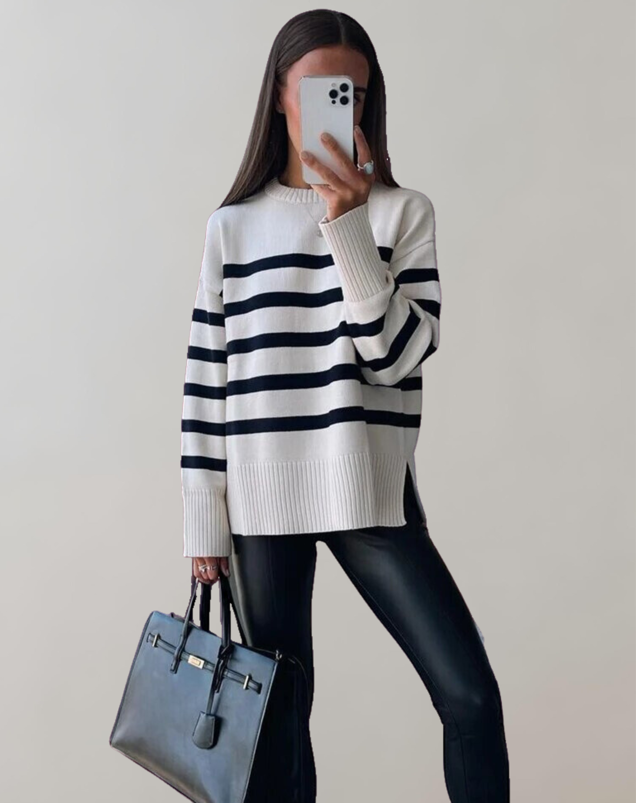 Patricia - Lässige übergroße gestreifte Pullover