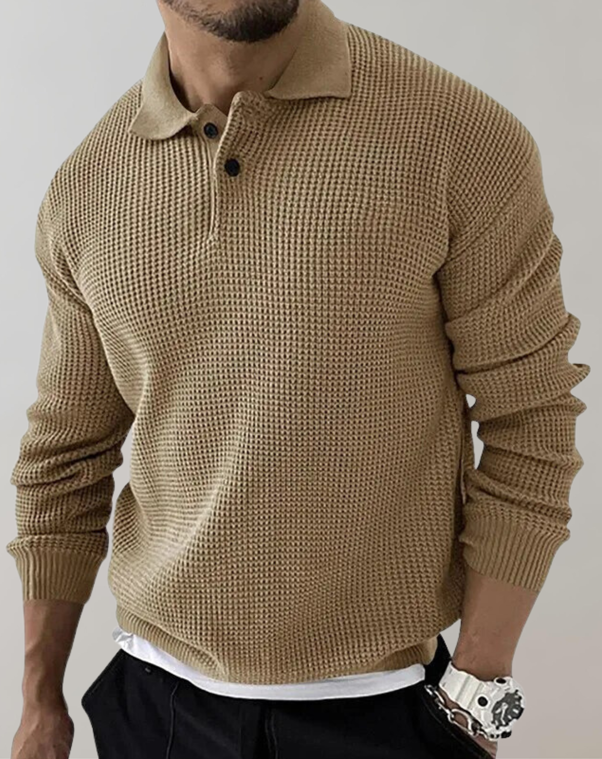 Sanne - Gestrickte Polohemden Revers Einfarbig