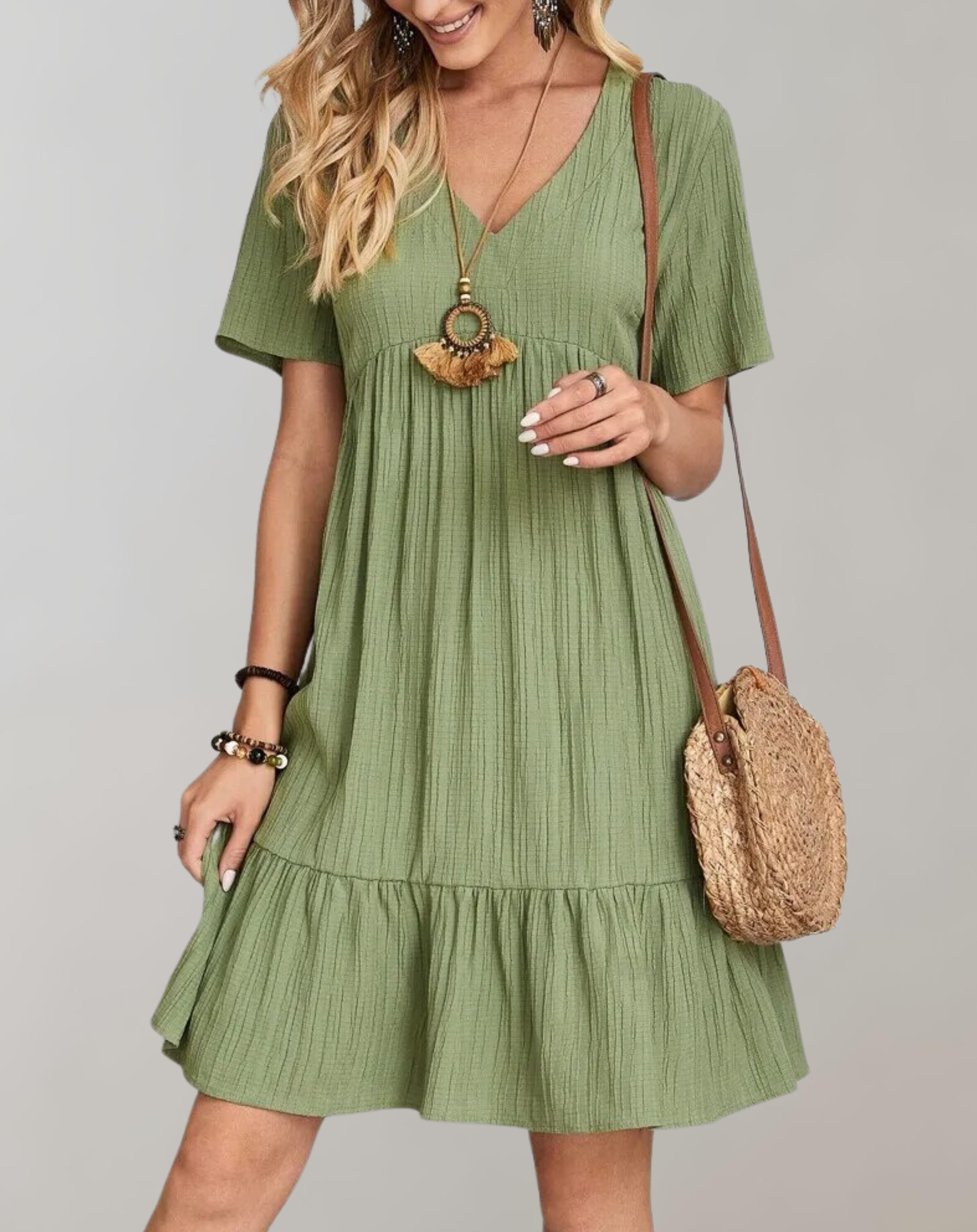 Valeska - Women Casual Solid Mini Dress