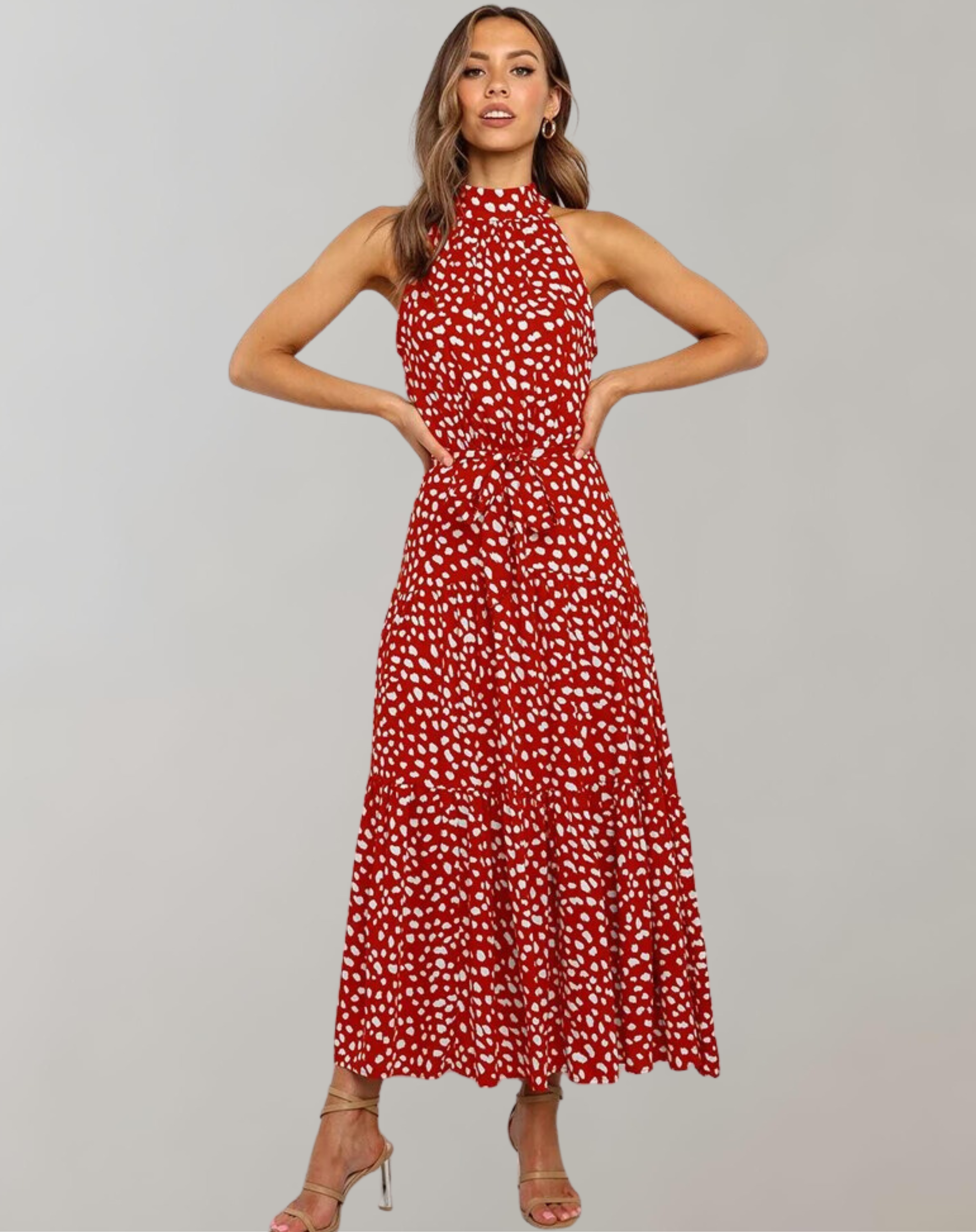 Britta - Langes Kleid Polka Dot Casual