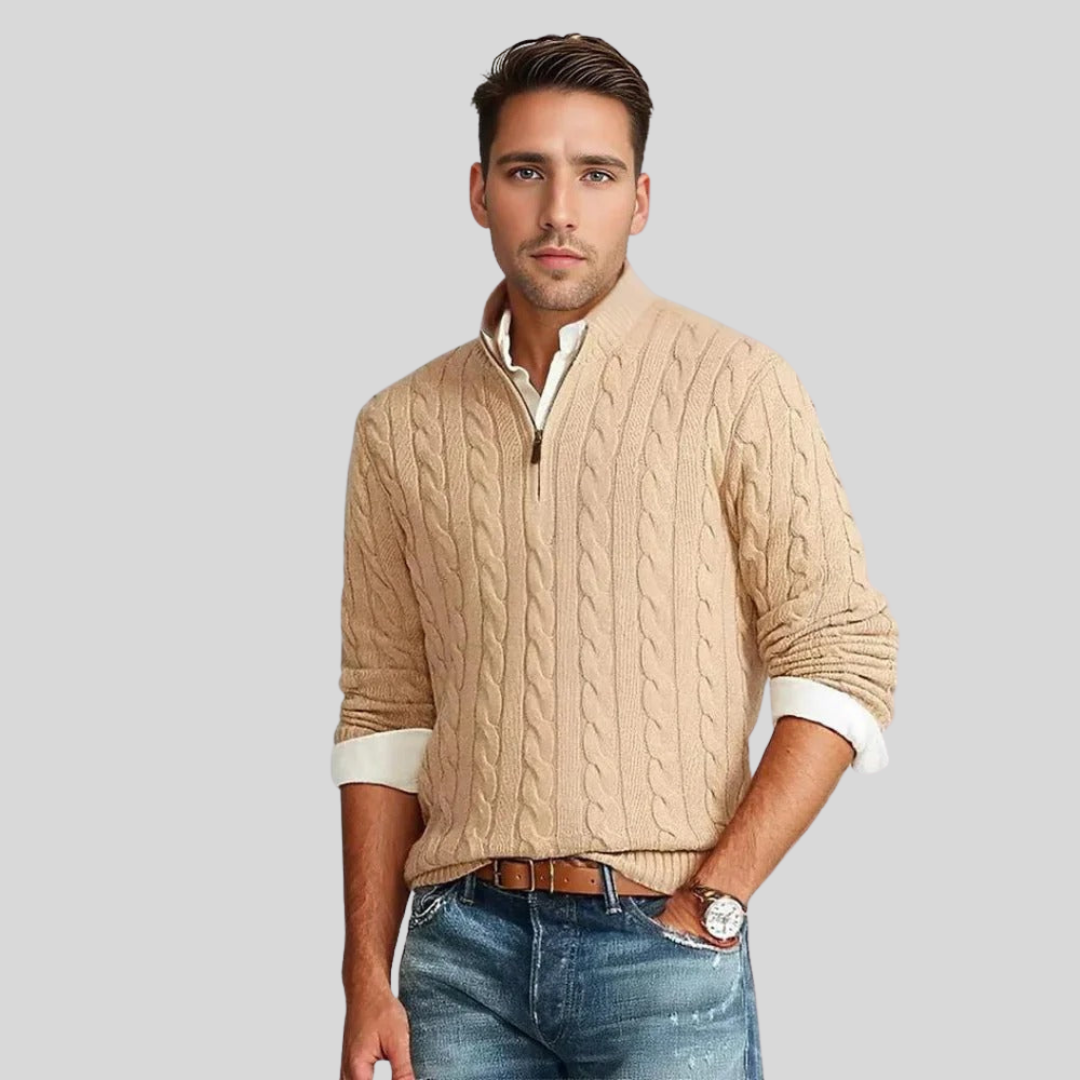 Kabelstrick Zip-Pullover für Herren – Stilvoller Komfort für jede Gelegenheit