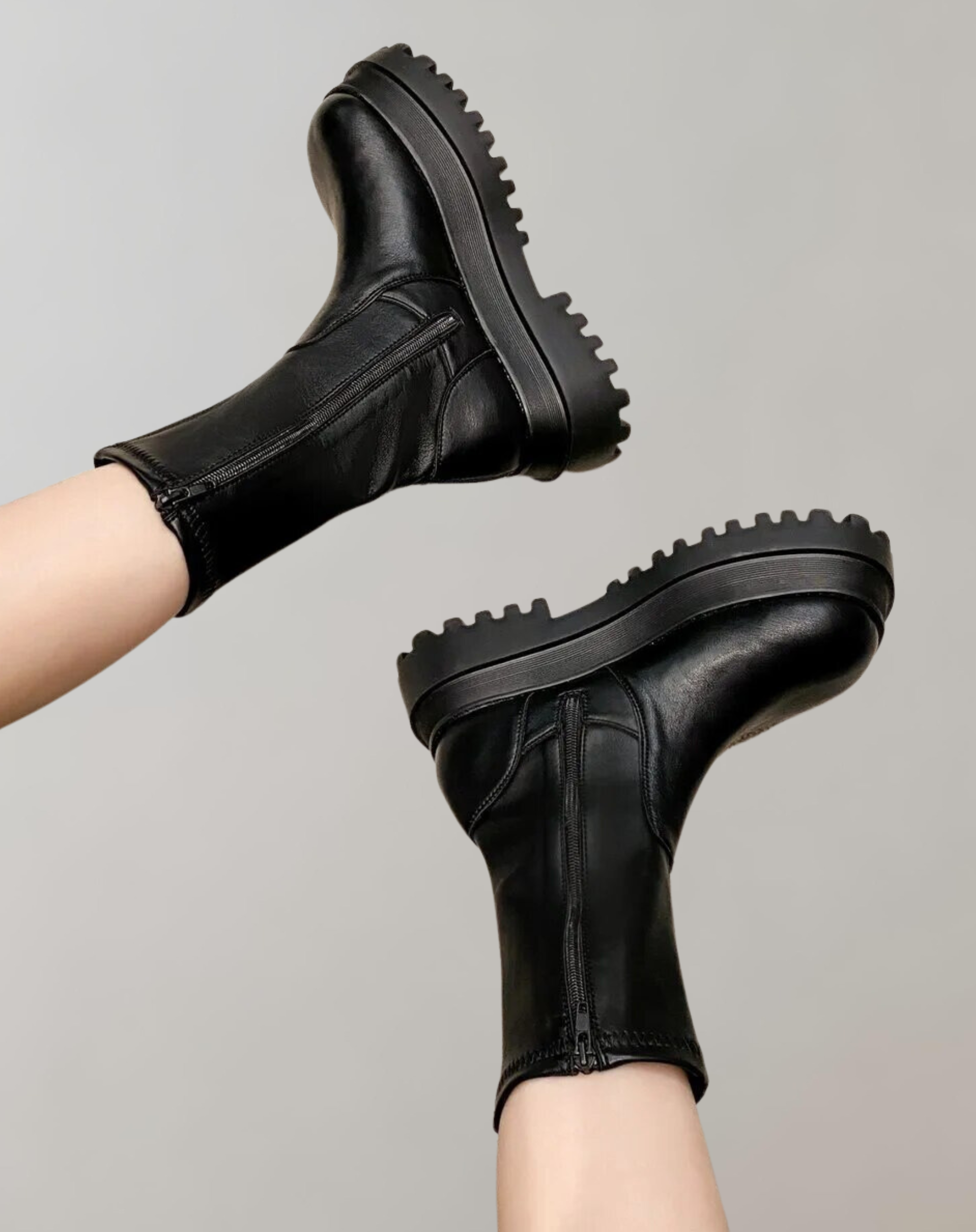 Sanne - Oberschenkelhohe Stiefel Reißverschluss