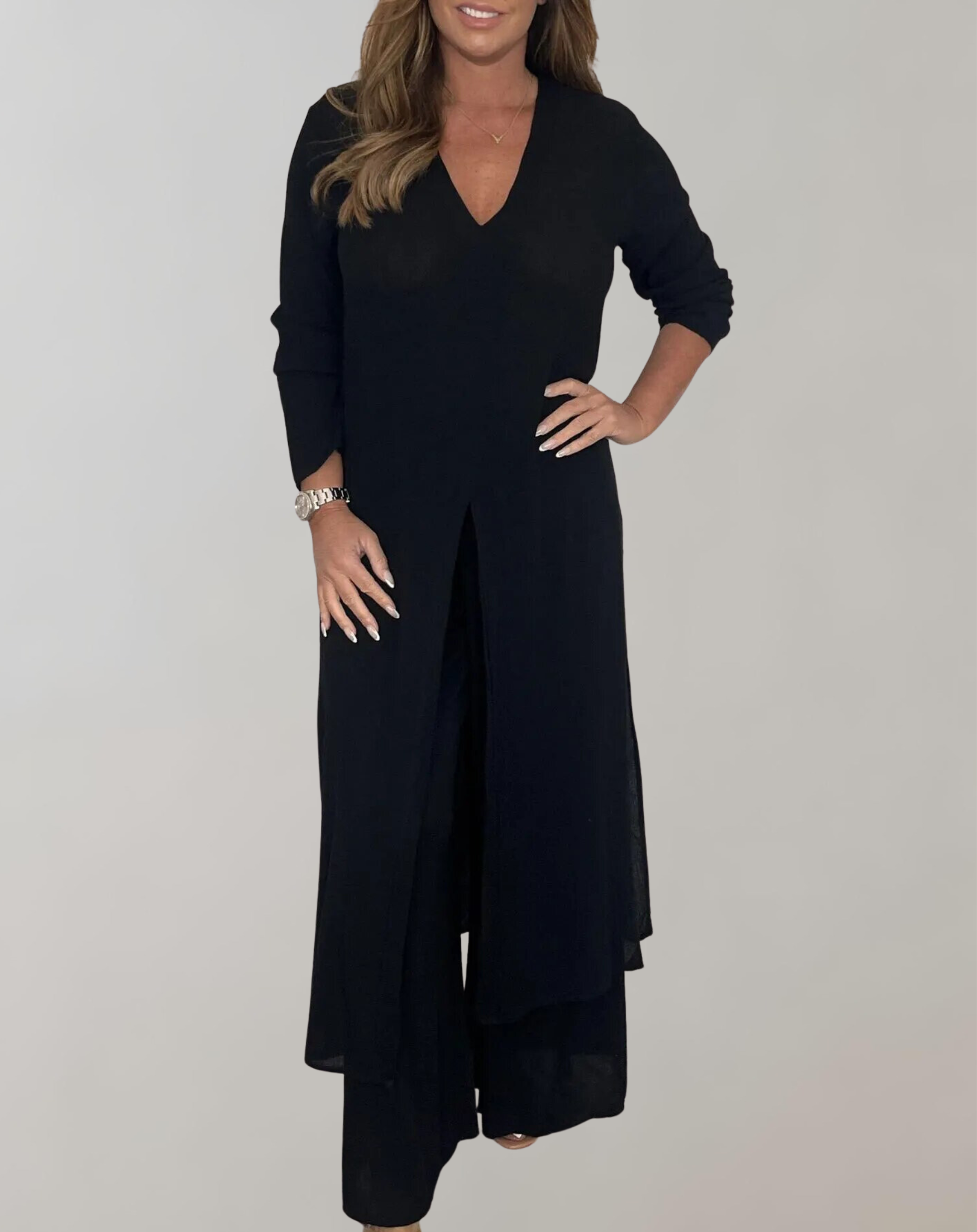 Wela - Langes Top mit elegantem hohem Schlitz