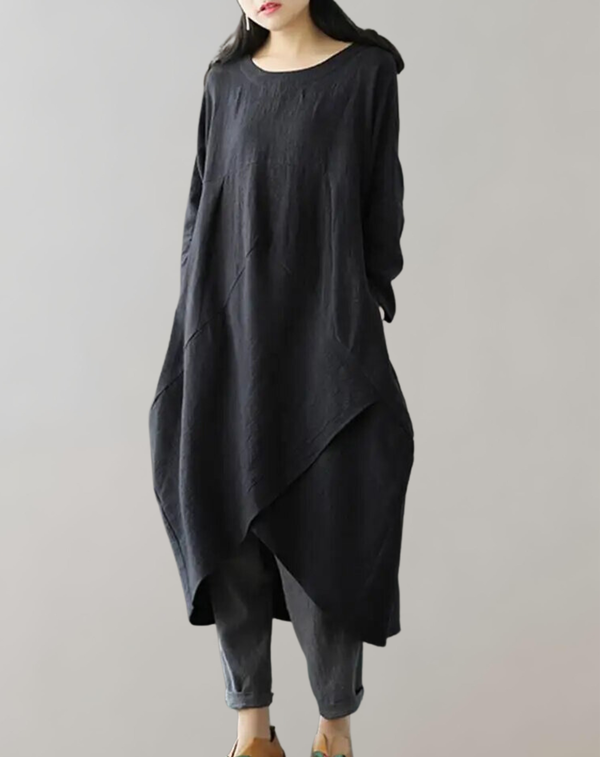 Daina - Damen Herbst Set mit langen Ärmeln und unregelmäßigem Saum