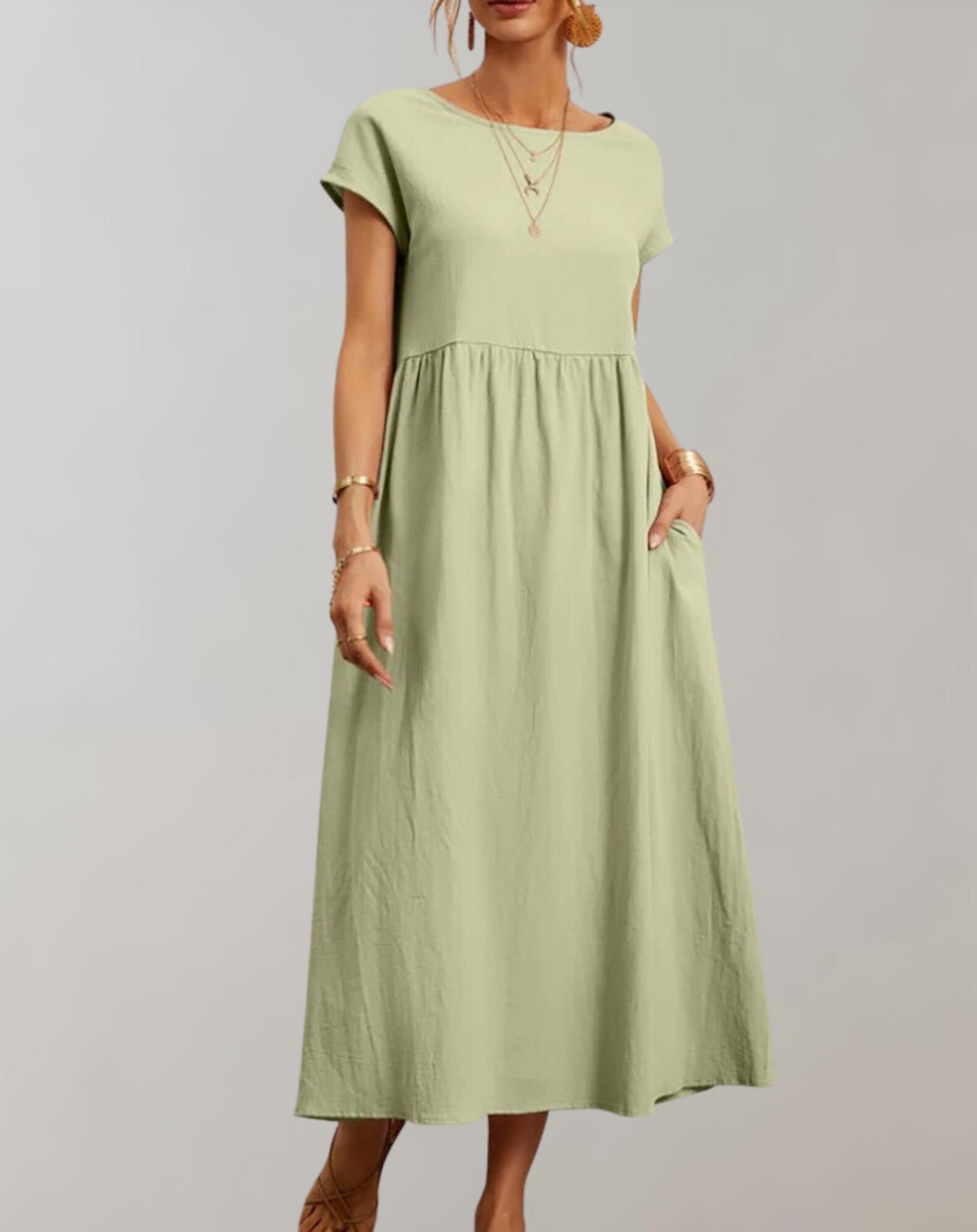 Carina - Vintage Solides Midikleid