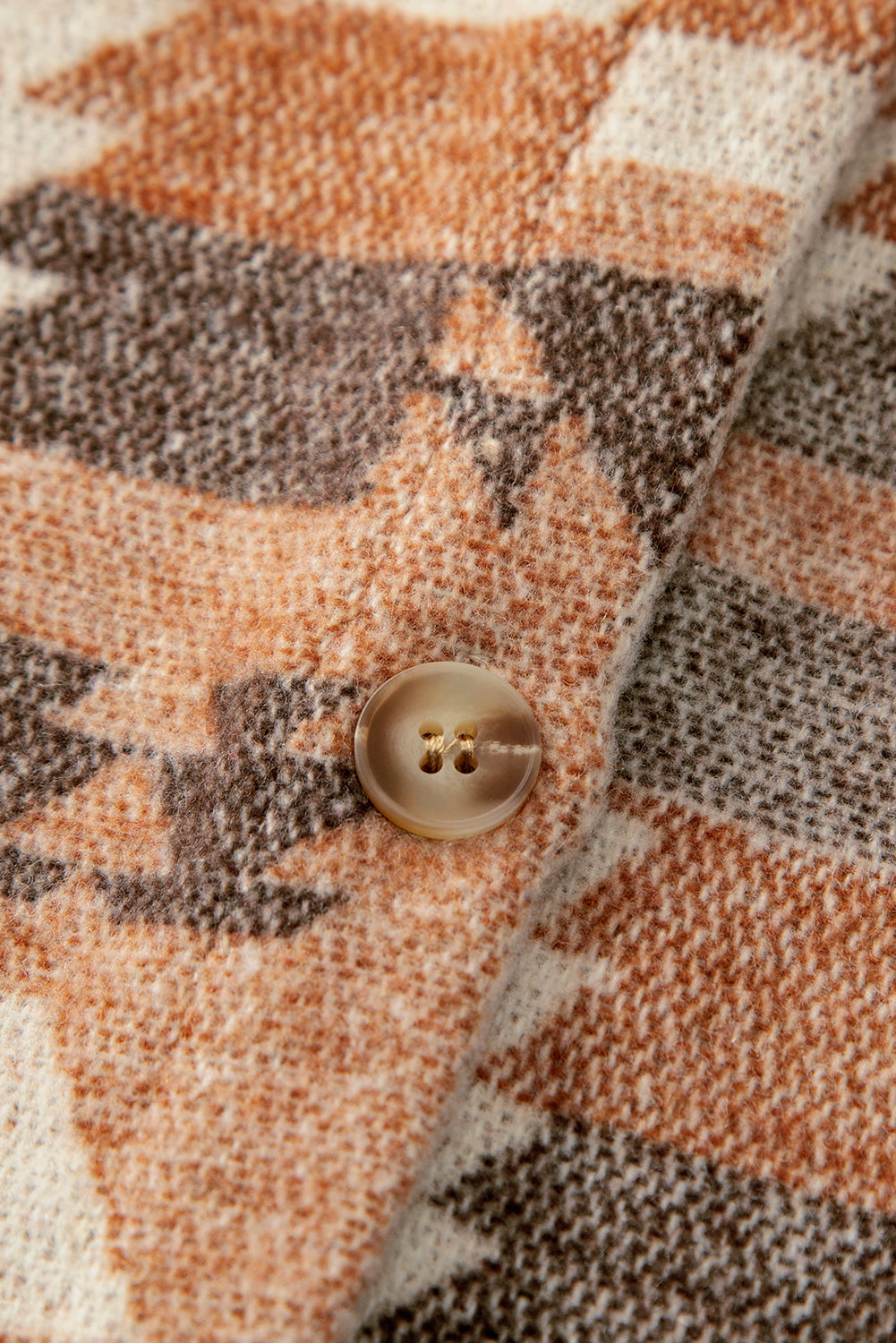 Kamilla | Retro Braun Geometrisches Druckjackett