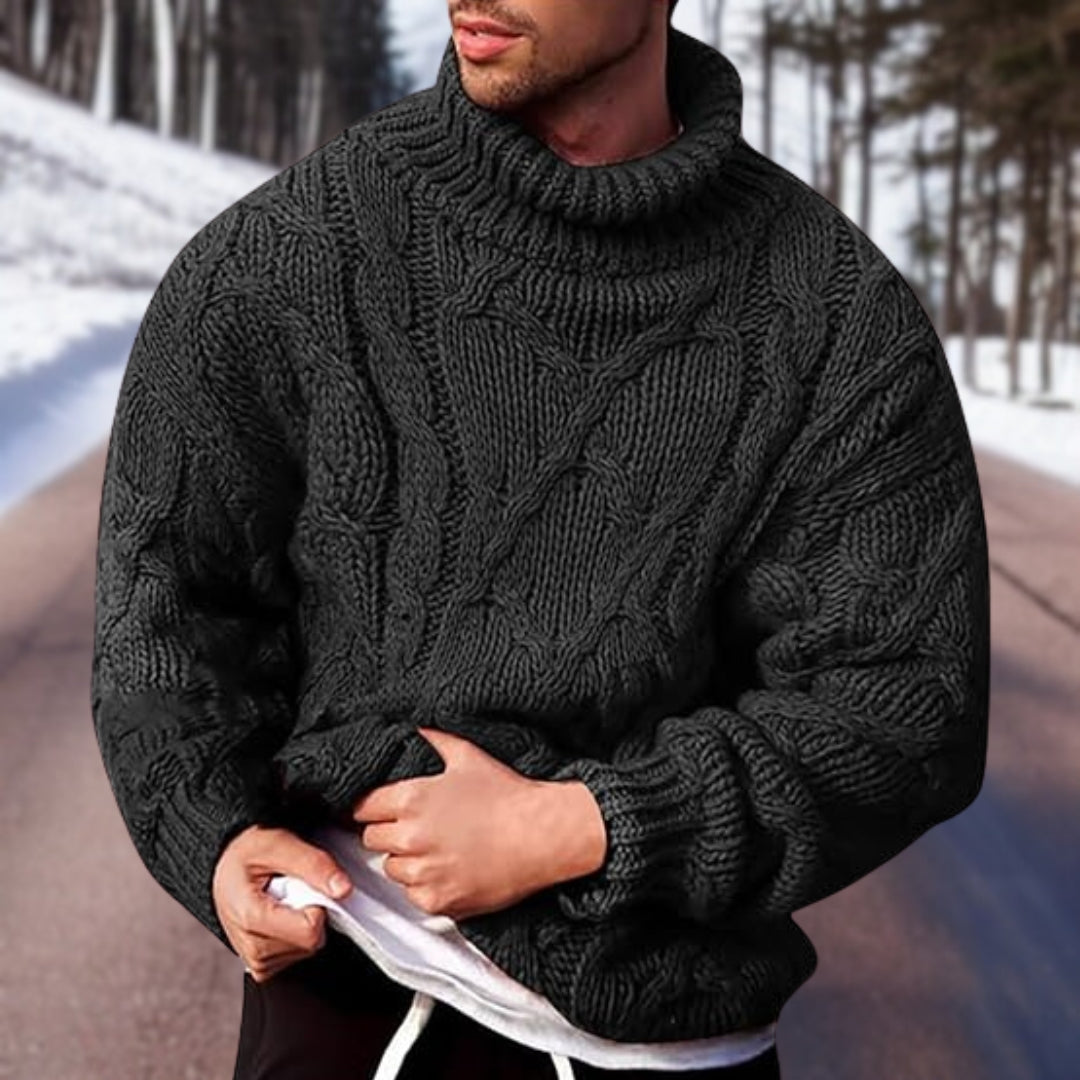 Slim Fit Baumwollpullover mit Stehkragen für Herren