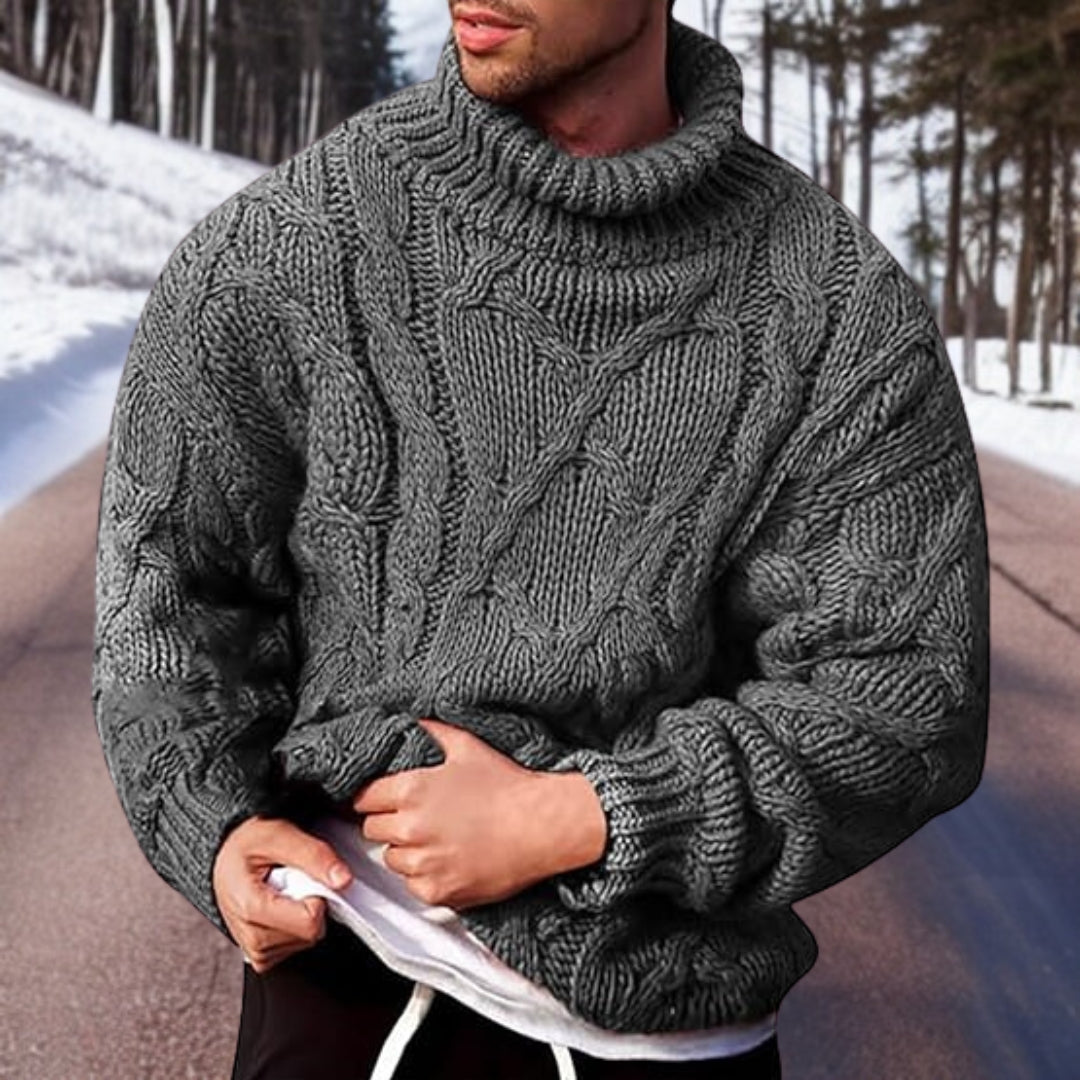Slim Fit Baumwollpullover mit Stehkragen für Herren
