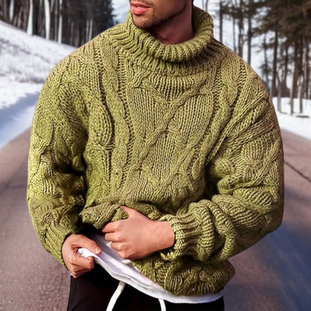 Slim Fit Baumwollpullover mit Stehkragen für Herren
