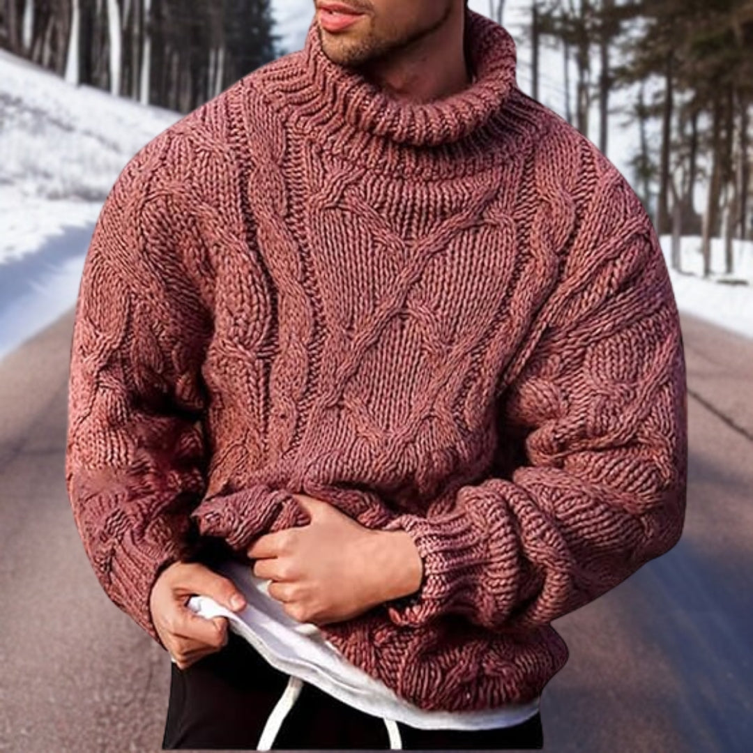 Slim Fit Baumwollpullover mit Stehkragen für Herren