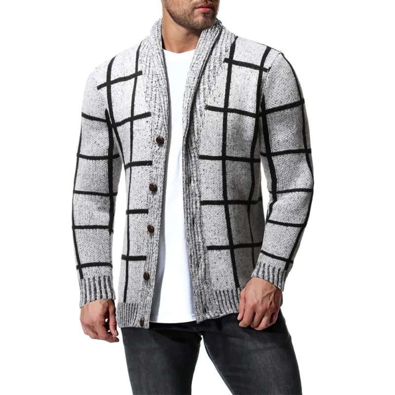 Elegante Karierte Strickjacke für Herren im Slim Fit
