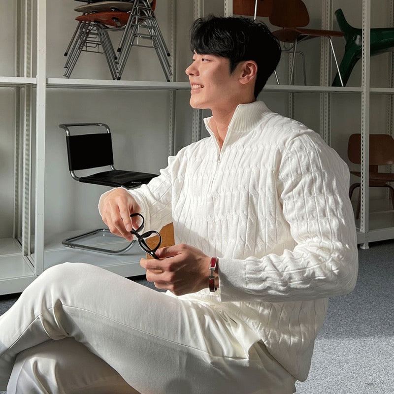 Kabelstrick-Halbreißverschluss Pullover für Stil und Komfort
