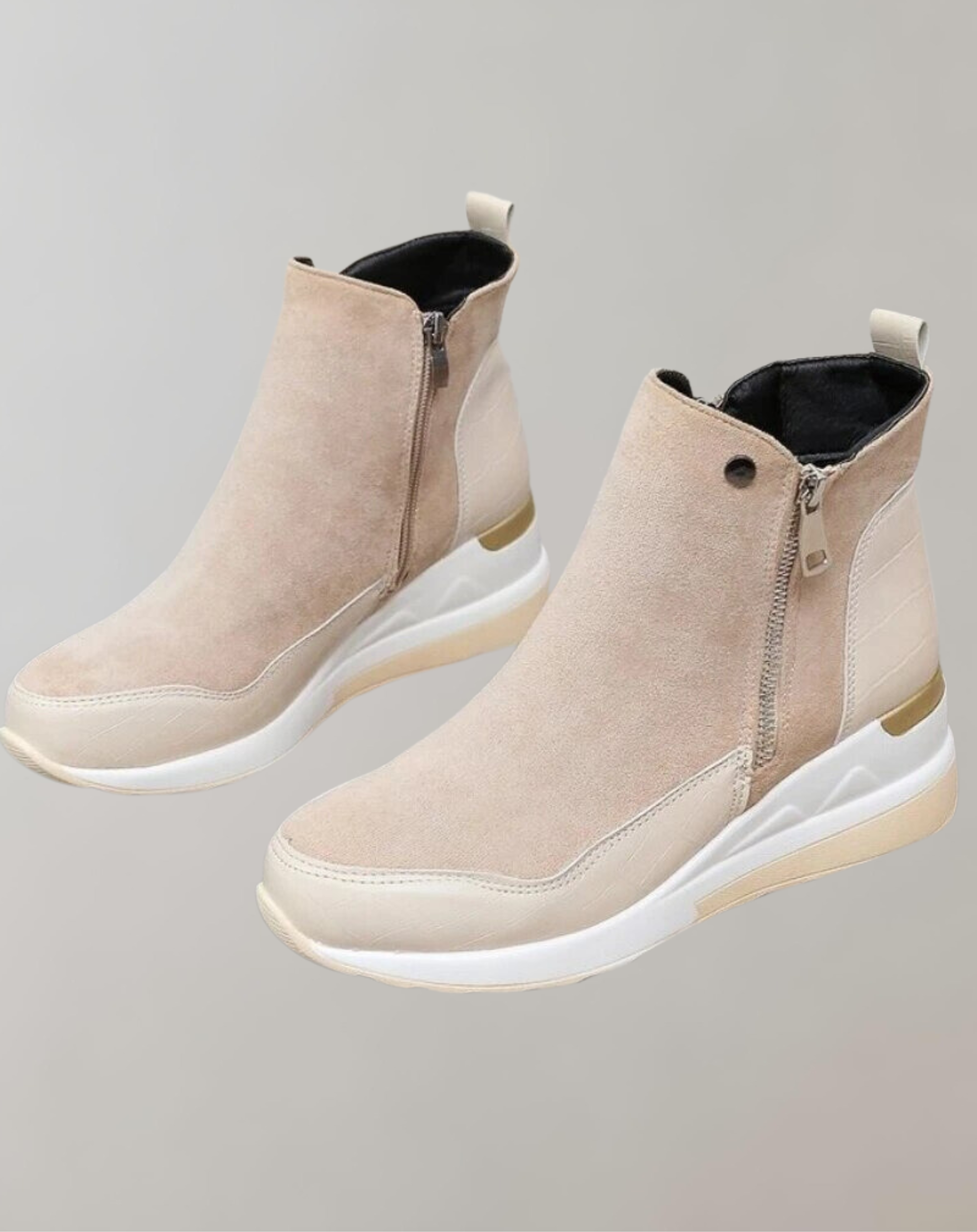 Gisela - Leder Patchwork Keilabsatz Plateaustiefel