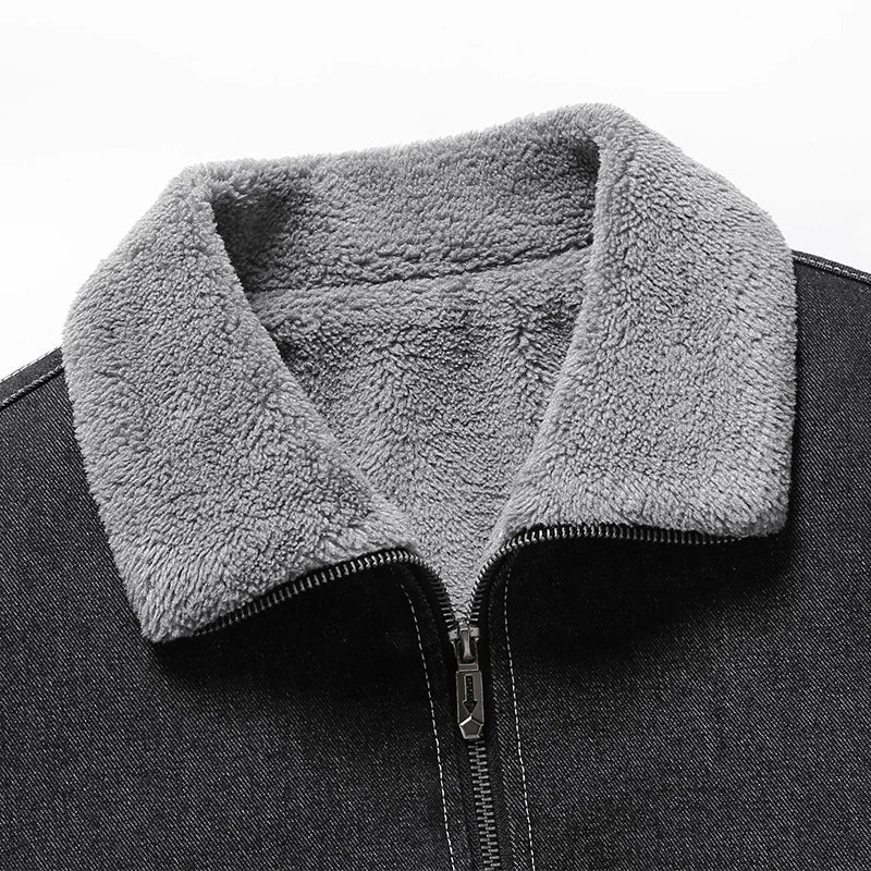 Espen | Vintage Jeansjacke mit Fleece-Futter und Kragen