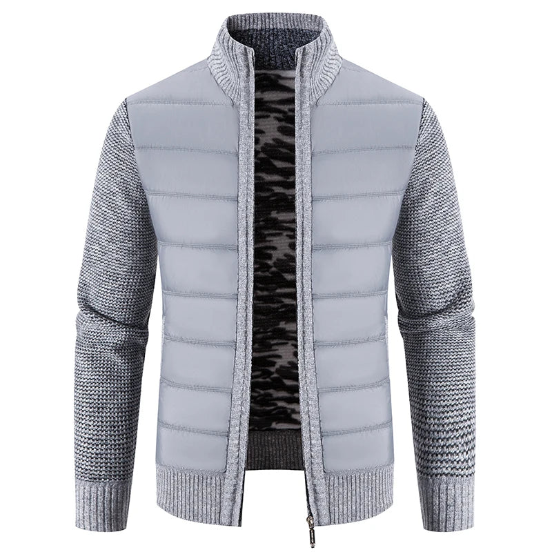 Stellan | Modische Patchwork-Warmstrickjacke mit Vollreißverschluss