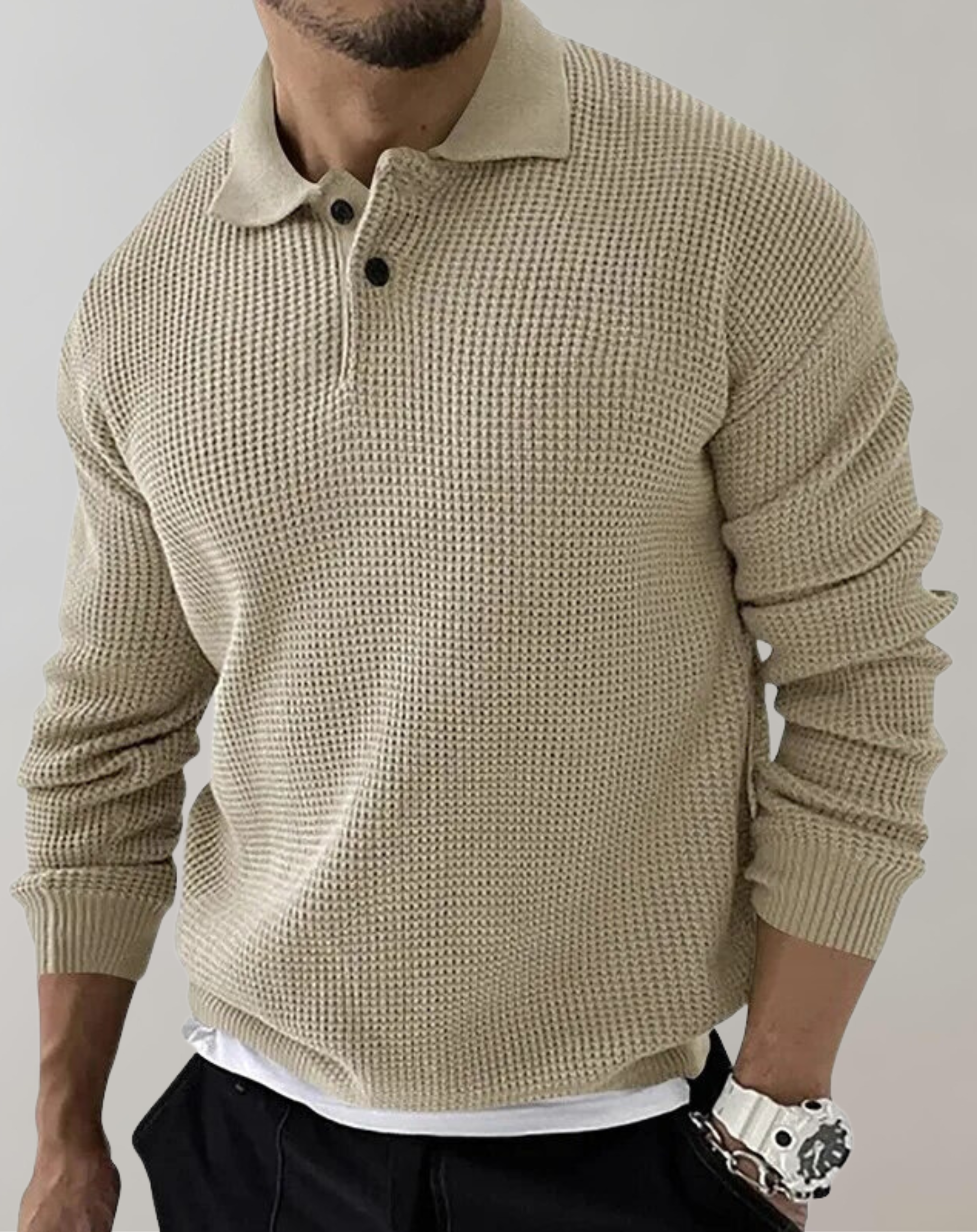 Sanne - Gestrickte Polohemden Revers Einfarbig