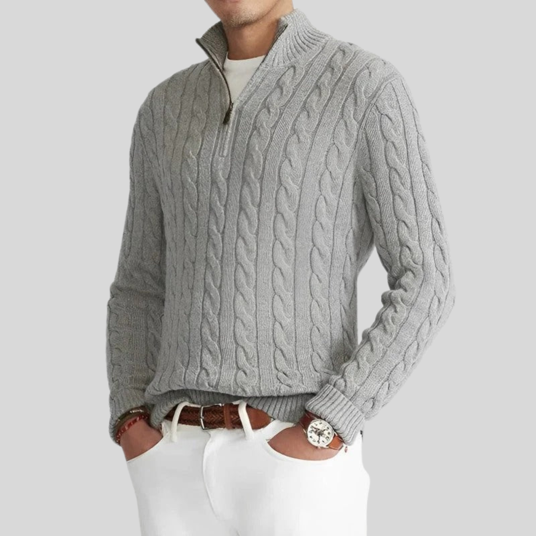 Kabelstrick Zip-Pullover für Herren – Stilvoller Komfort für jede Gelegenheit