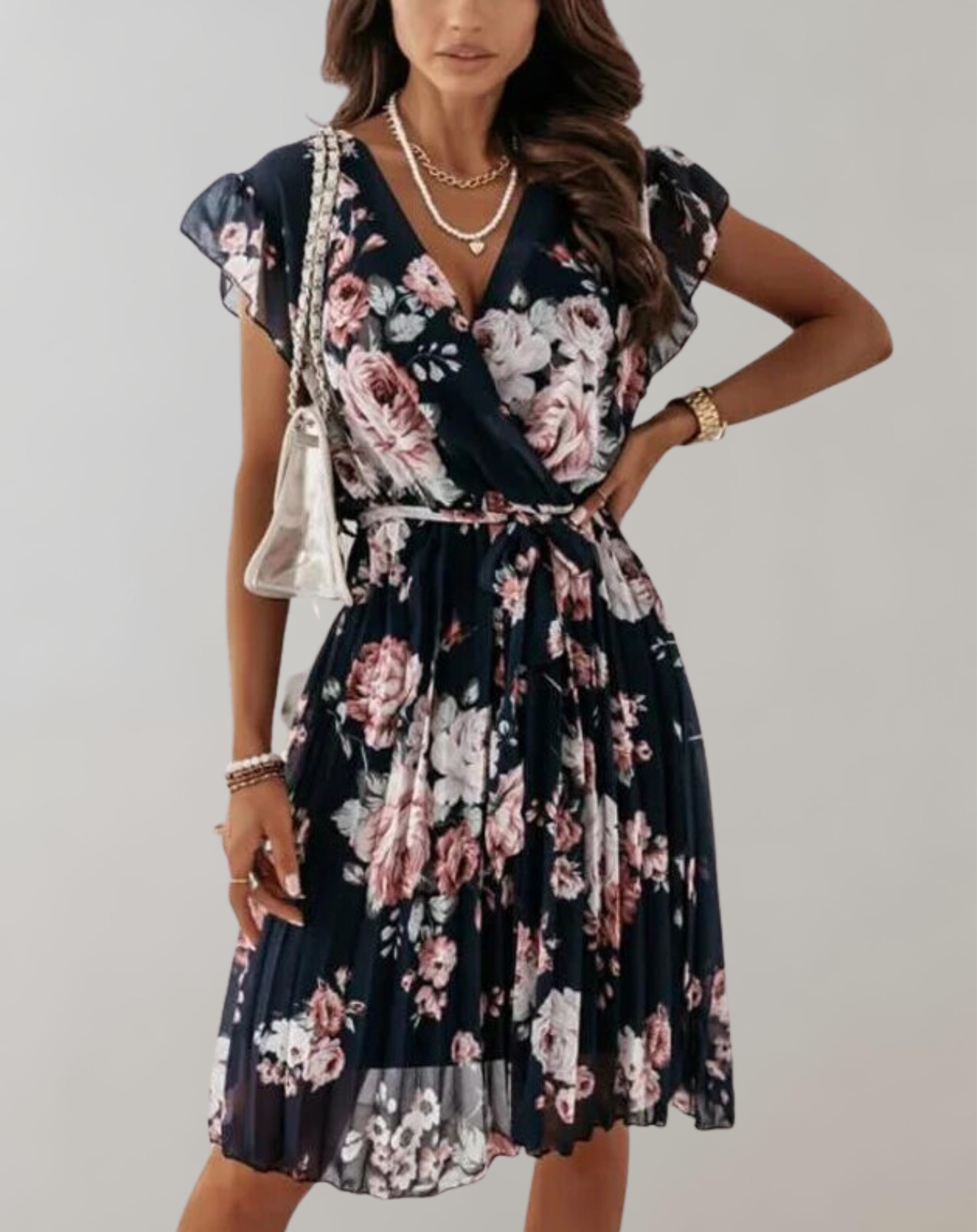 Lara - Women Floral Printed Pleated Dress