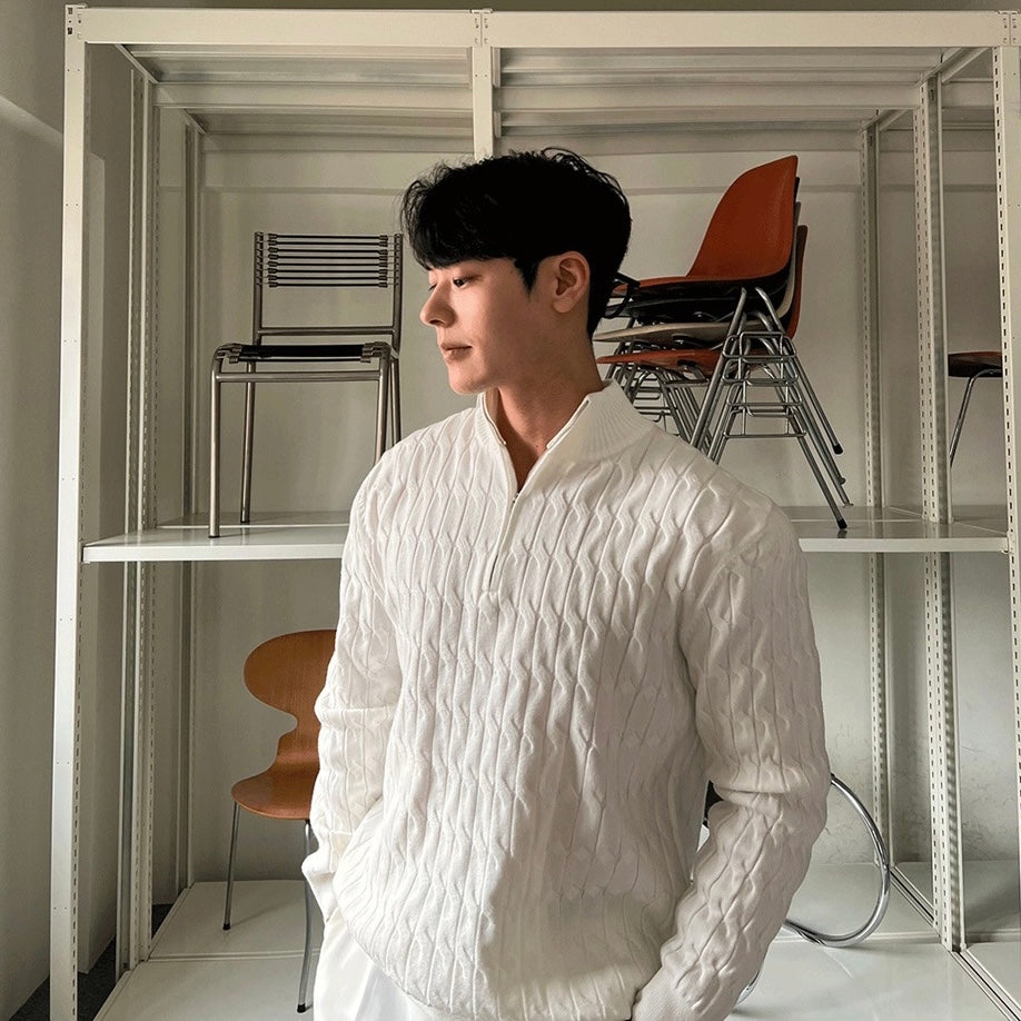 Kabelstrick-Halbreißverschluss Pullover für Stil und Komfort