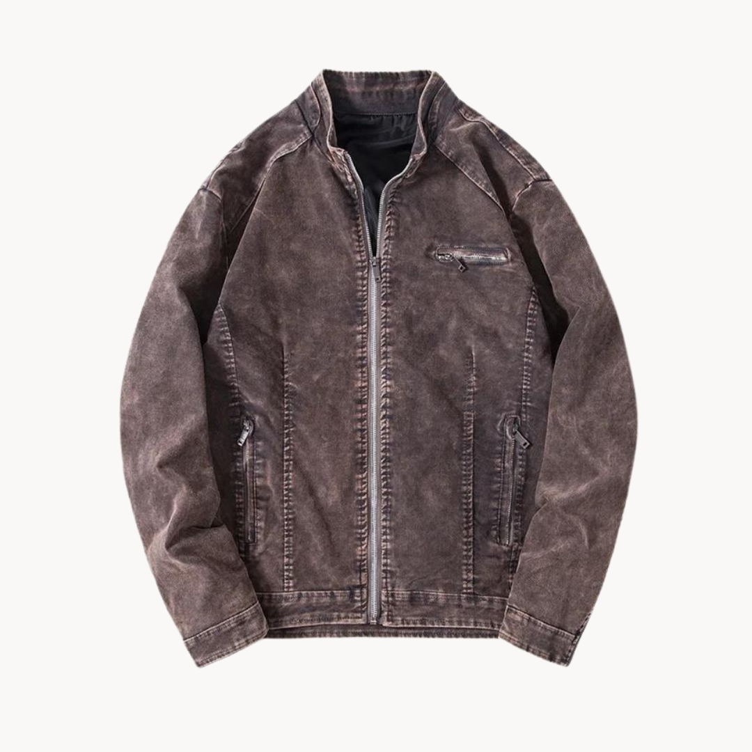 Daryl | Retro Denim Jacke mit Stehkragen und Reißverschluss - Lässige & Stilvolle Oberbekleidung für Herren