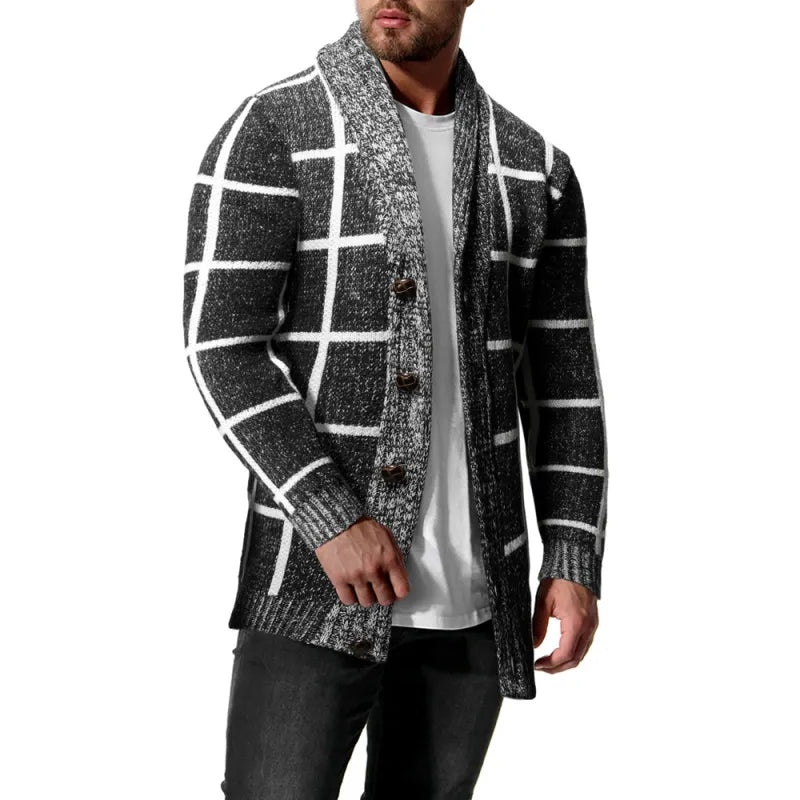 Elegante Karierte Strickjacke für Herren im Slim Fit