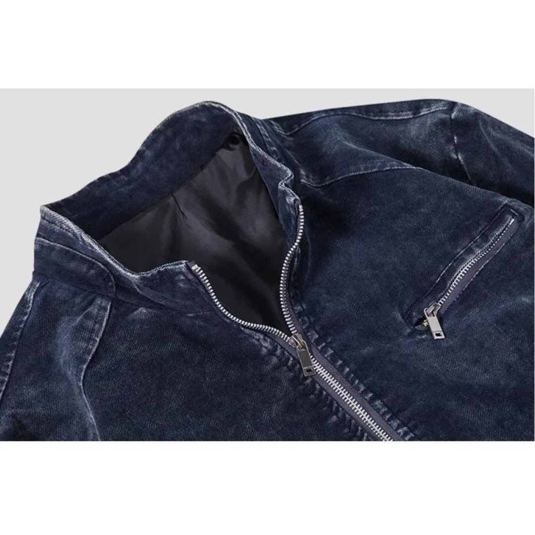 Daryl | Retro Denim Jacke mit Stehkragen und Reißverschluss - Lässige & Stilvolle Oberbekleidung für Herren