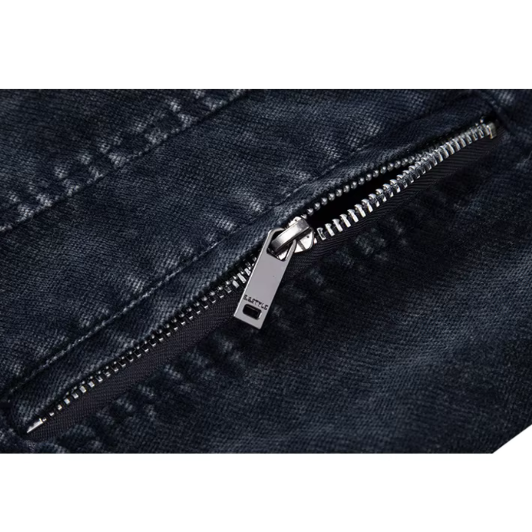 Daryl | Retro Denim Jacke mit Stehkragen und Reißverschluss - Lässige & Stilvolle Oberbekleidung für Herren