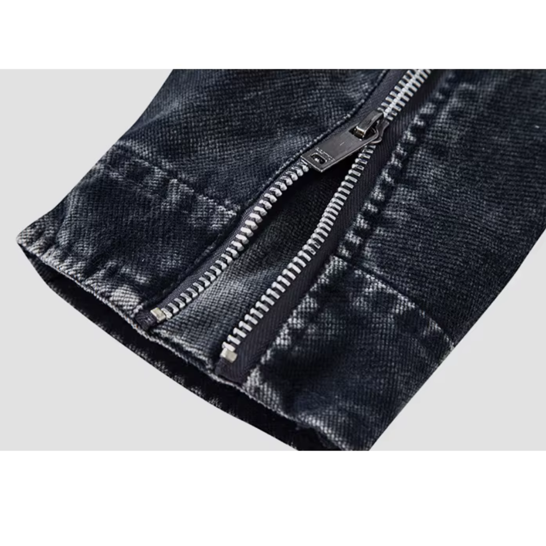 Daryl | Retro Denim Jacke mit Stehkragen und Reißverschluss - Lässige & Stilvolle Oberbekleidung für Herren
