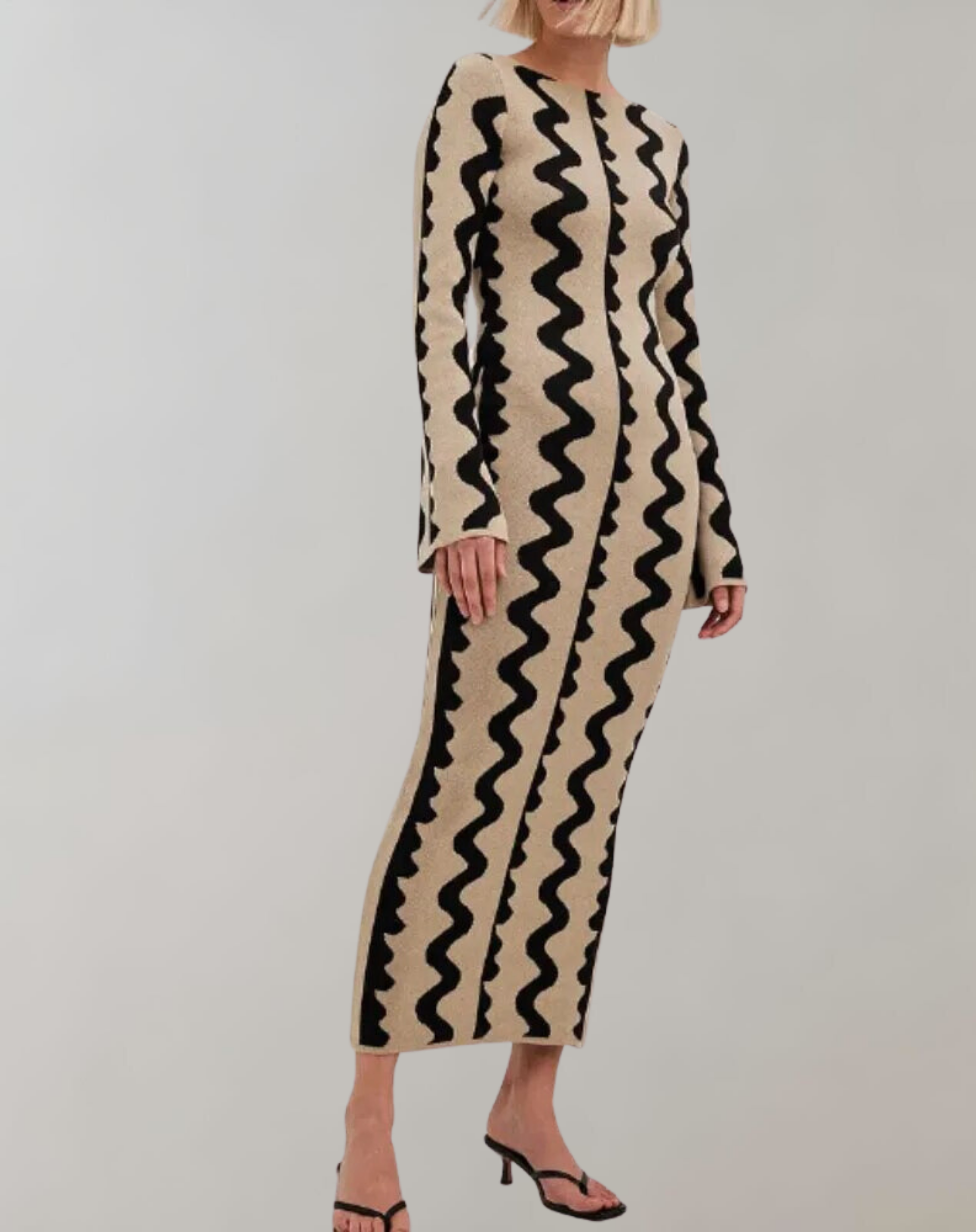 Maria -  Elegantes Gestreiftes Maxikleid