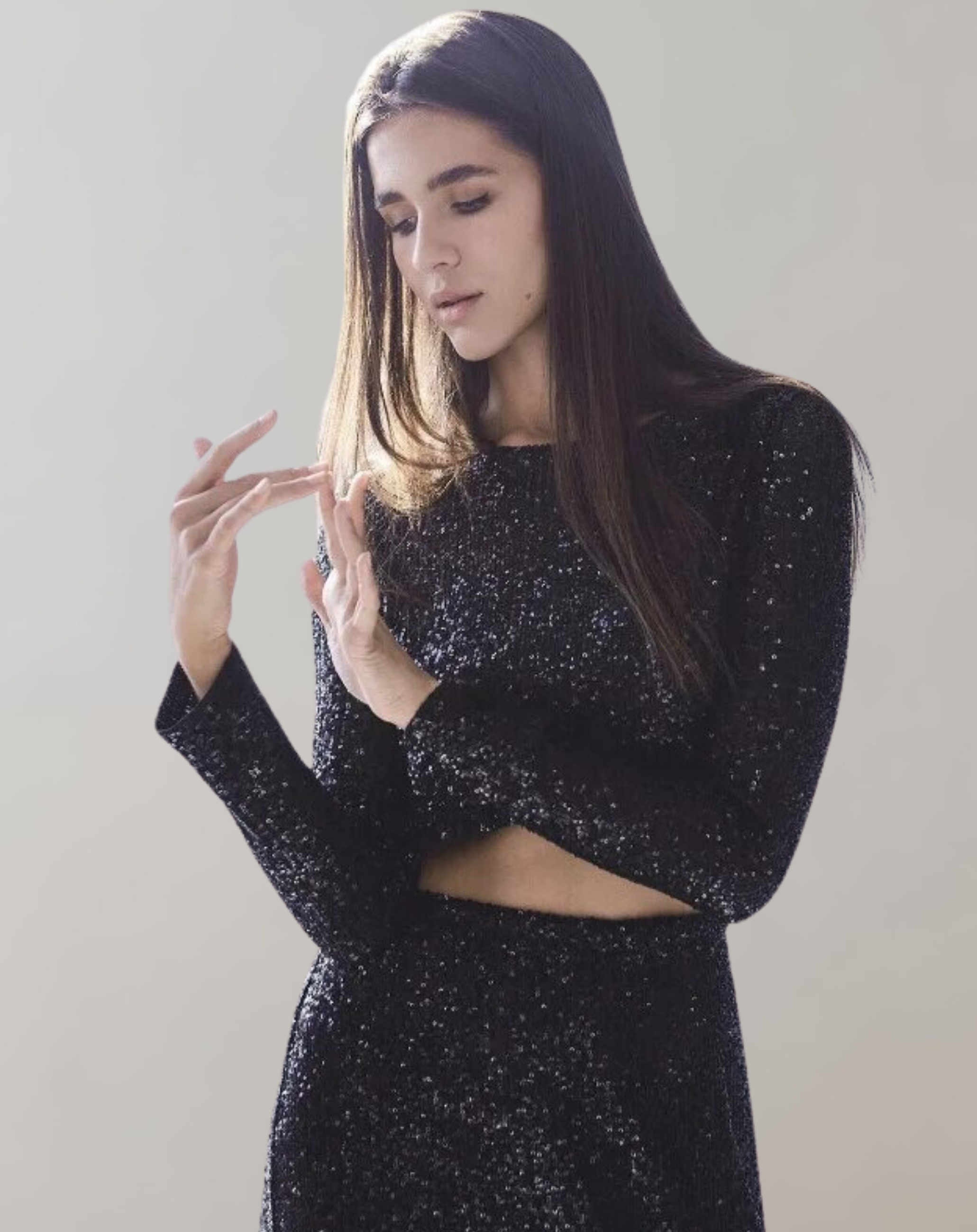 Quintina - Damen - Glitter Pailletten Crop Top