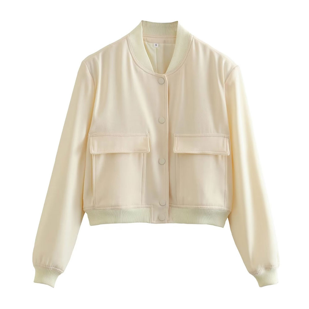 Stylische Bomberjacke mit geripptem Saum und praktischem Druckknopfverschluss