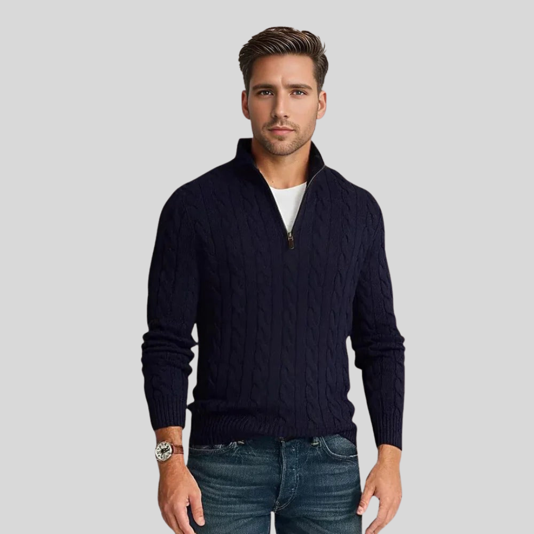 Kabelstrick Zip-Pullover für Herren – Stilvoller Komfort für jede Gelegenheit