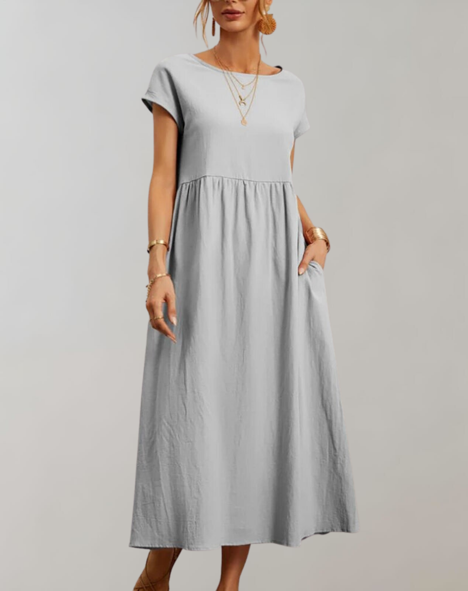 Carina - Vintage Solides Midikleid