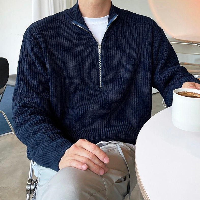 Luxe Strickpullover mit Halbreißverschluss für stilvolle Wintertage