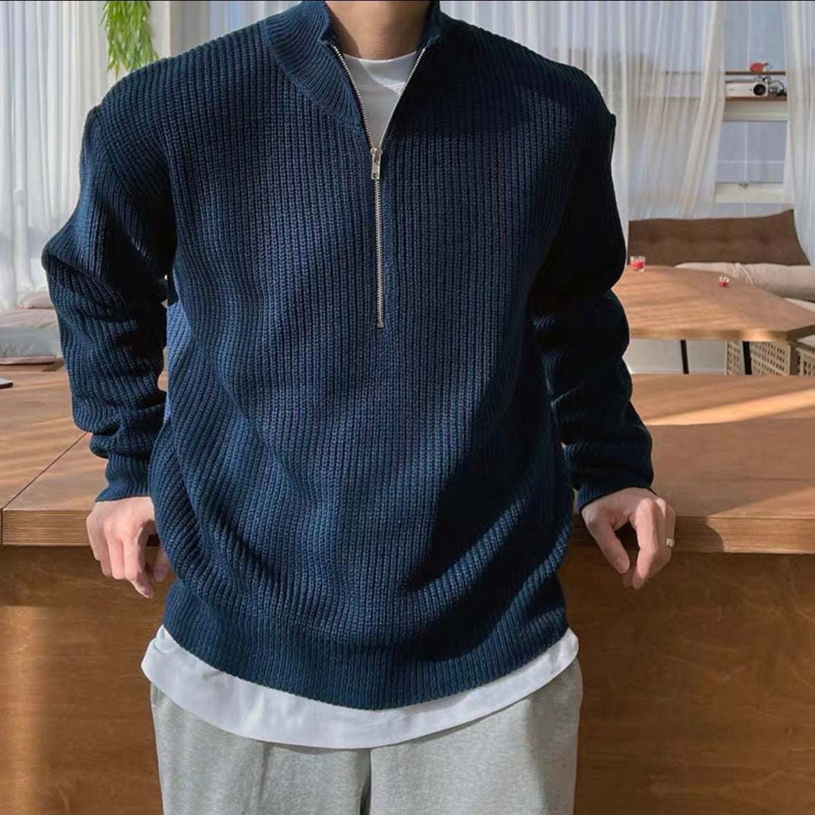 Luxe Strickpullover mit Halbreißverschluss für stilvolle Wintertage