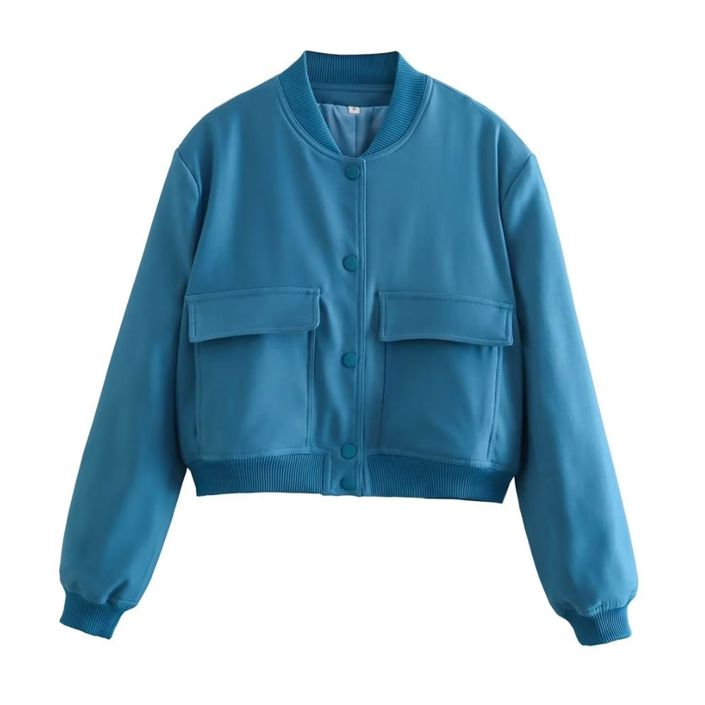 Stylische Bomberjacke mit geripptem Saum und praktischem Druckknopfverschluss