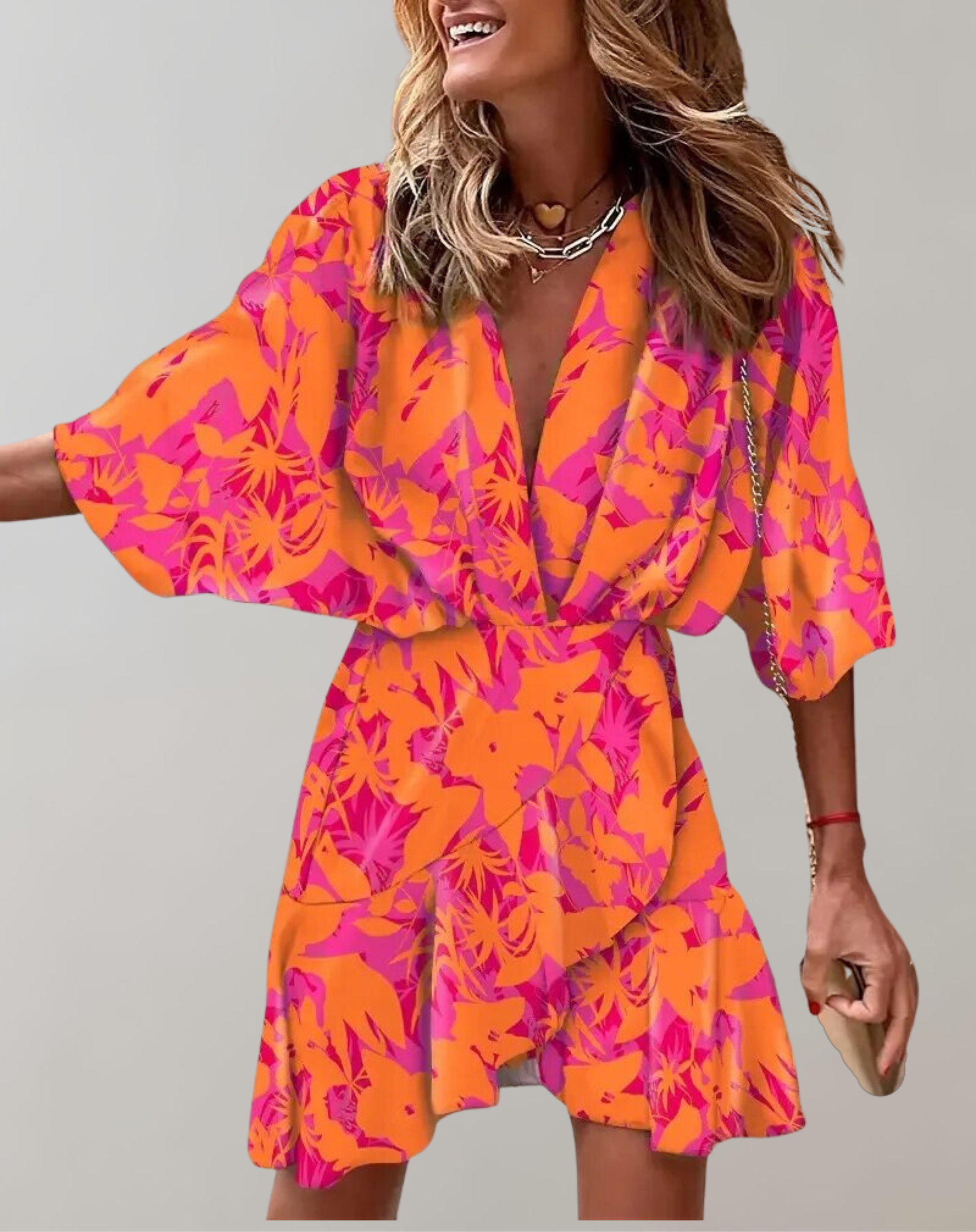 Agnes - Women Fashion Print Fledermausärmel