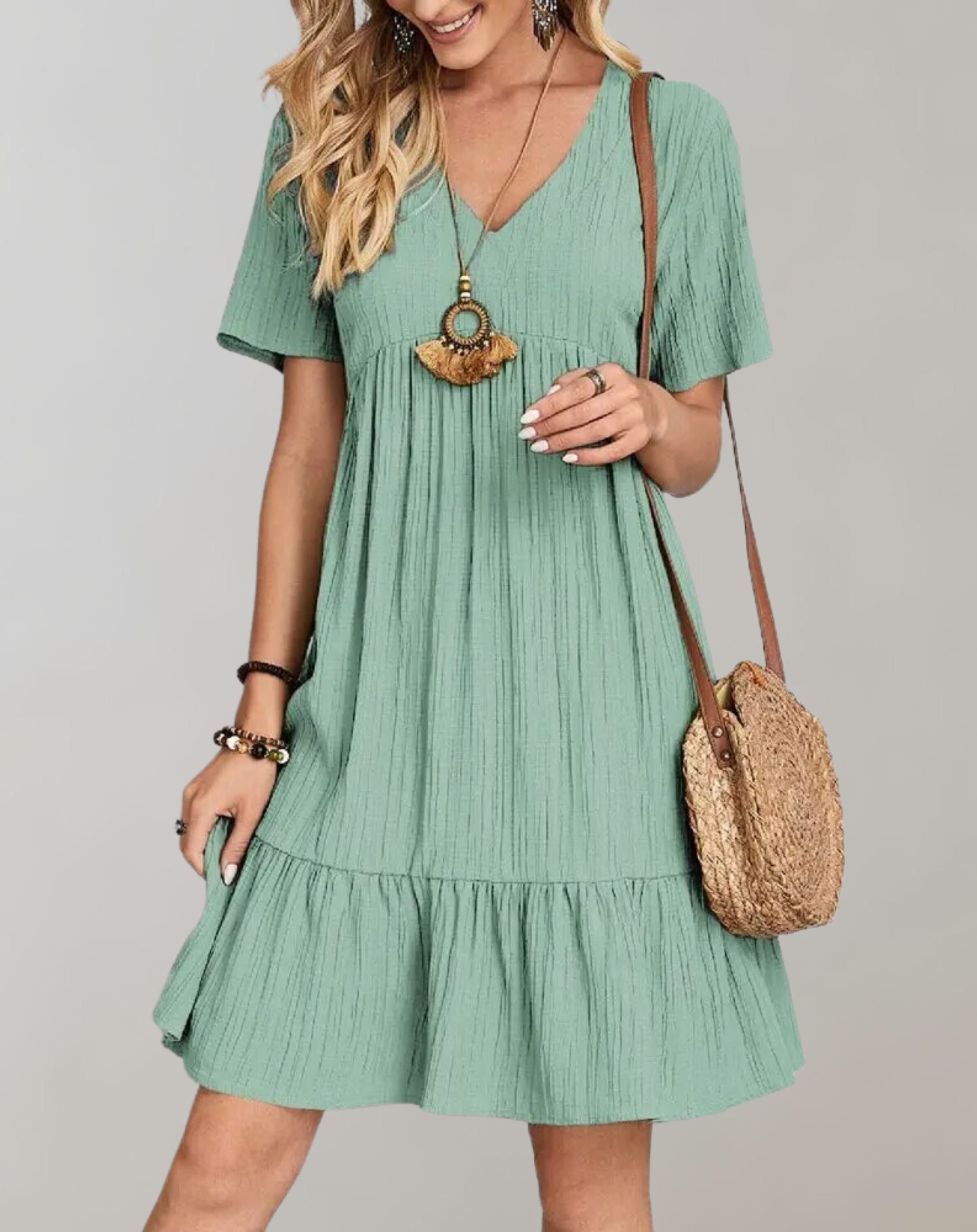 Valeska - Women Casual Solid Mini Dress