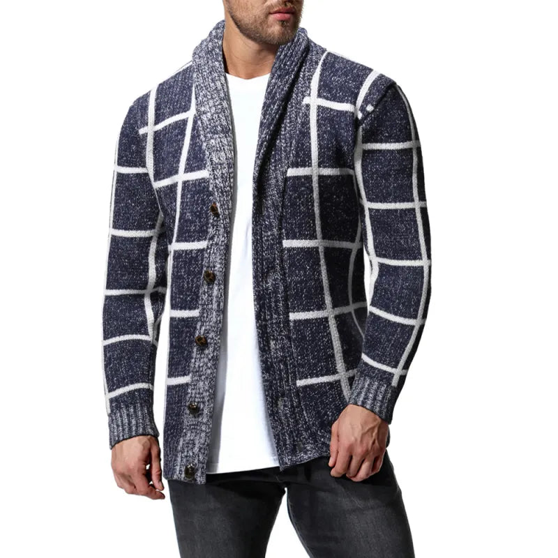 Elegante Karierte Strickjacke für Herren im Slim Fit