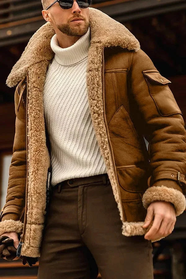 Luxuriöse Herren Winterjacke mit Teddyfutter - stylische und warme Outdoorjacke