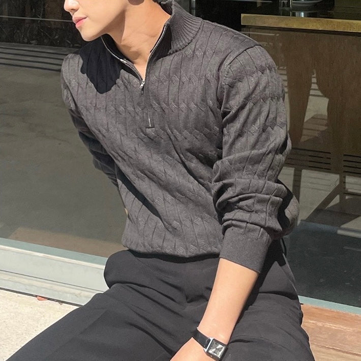 Kabelstrick-Halbreißverschluss Pullover für Stil und Komfort