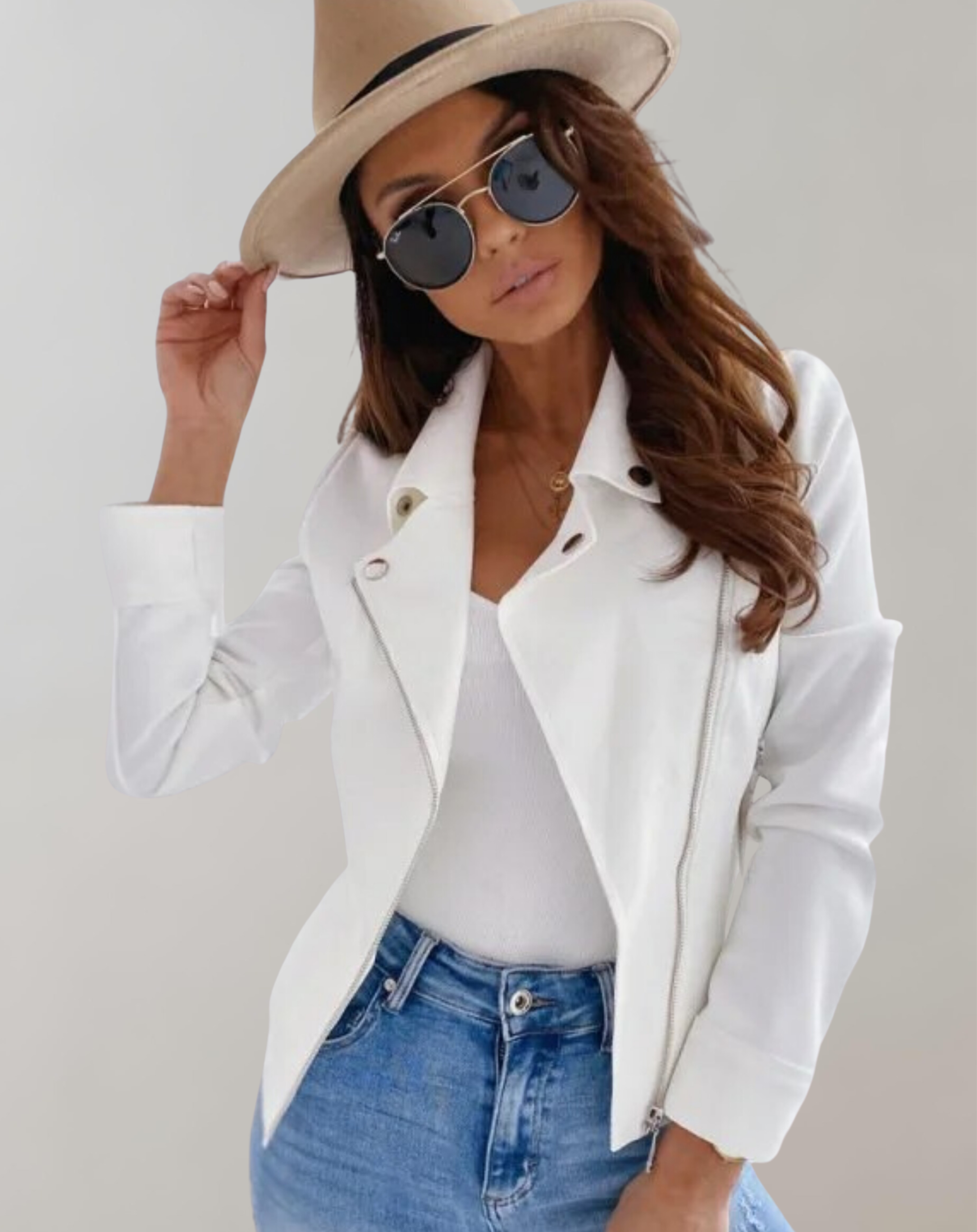 Mila - Schlanke kurze Jacke mit Reißverschluss oben